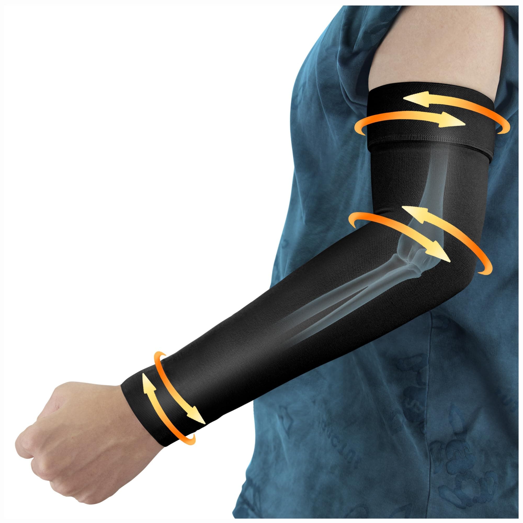 Hiball Lymphedema Medical Compression Arm Sleeve for Men Women, 20-30 mmHg Graduated Compression Full Arm Support