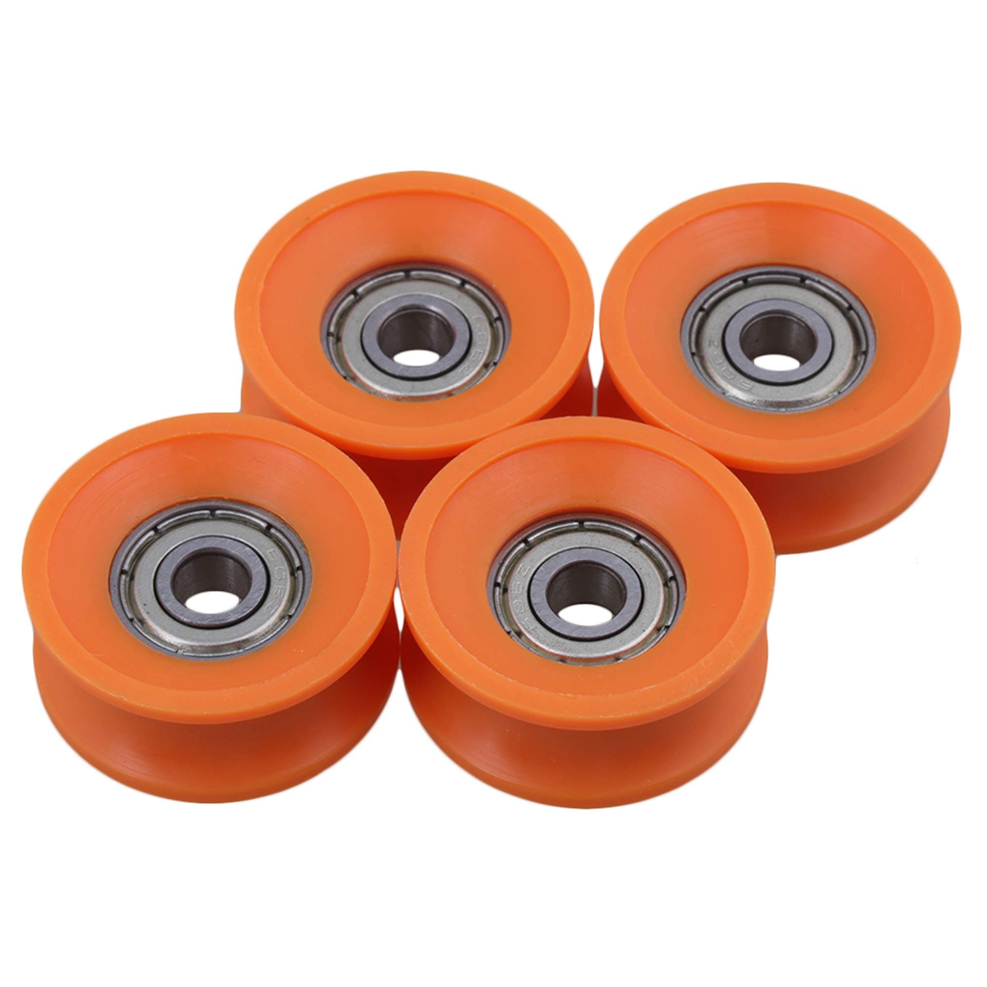 CNBTR 4Pieces 6x30x13mm Plastic Coated Sealed Bearings Steel 606ZZ Deep U Groove Guide Pulley Rail Ball Rolling Bearing Wheel Orange