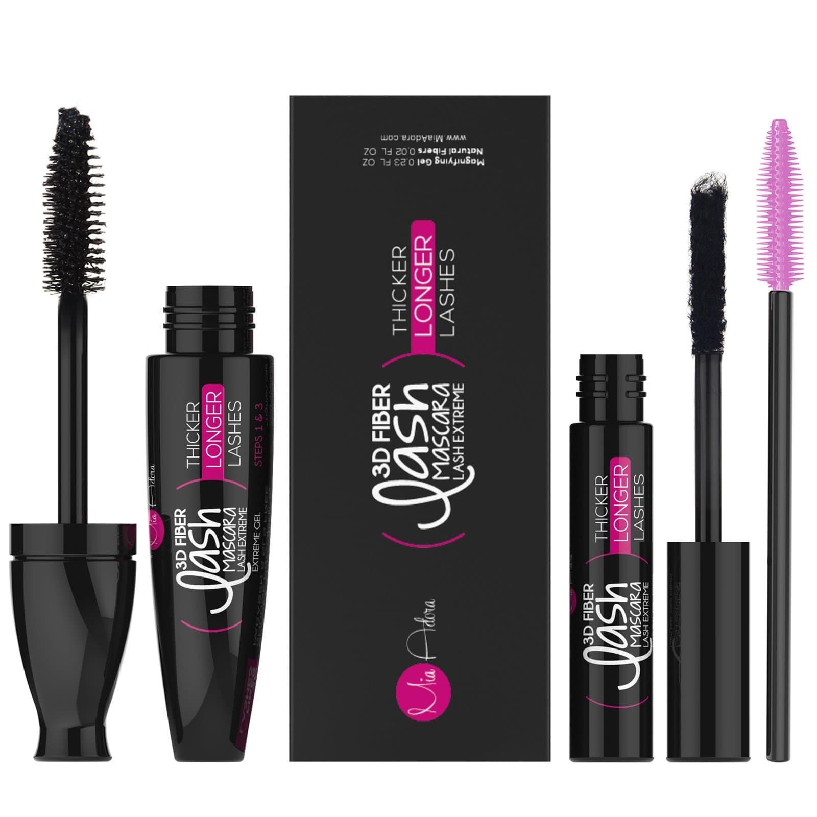 3D Fiber Lash Mascara by Mia Adora - Premium Formula with Highest Quality Natural & Non-Toxic Hypoallergenic Ingredients - FREE Bonus Eyelash ebook with Pro-Tips Included (Blackest Black)