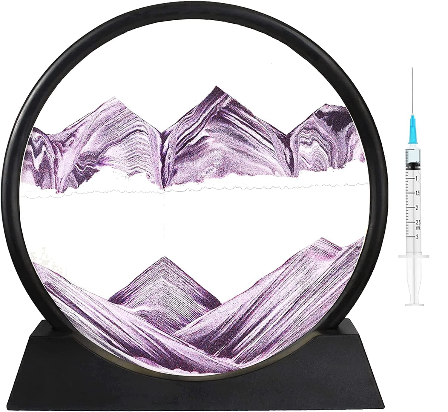 PRACHAND Moving Sand Art Picture Glass Liquid Painting 3D Natural Landscape showpieces for Home Decor Antique Gifts for Kids Office Desktop Decoration (7", Maroon Sky)