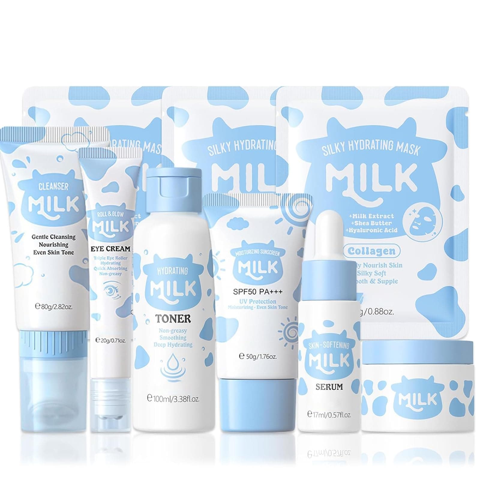 Milk Skincare Set, Milk Skin Care For Teens 10-12, 9 IN 1 Skin Care For Kids, Kids Skin Care Set For Girls Ages 8-12, Moisturizing & Gentle Skin Care For Kids Age 8-12, Skincare For GIrls10-12