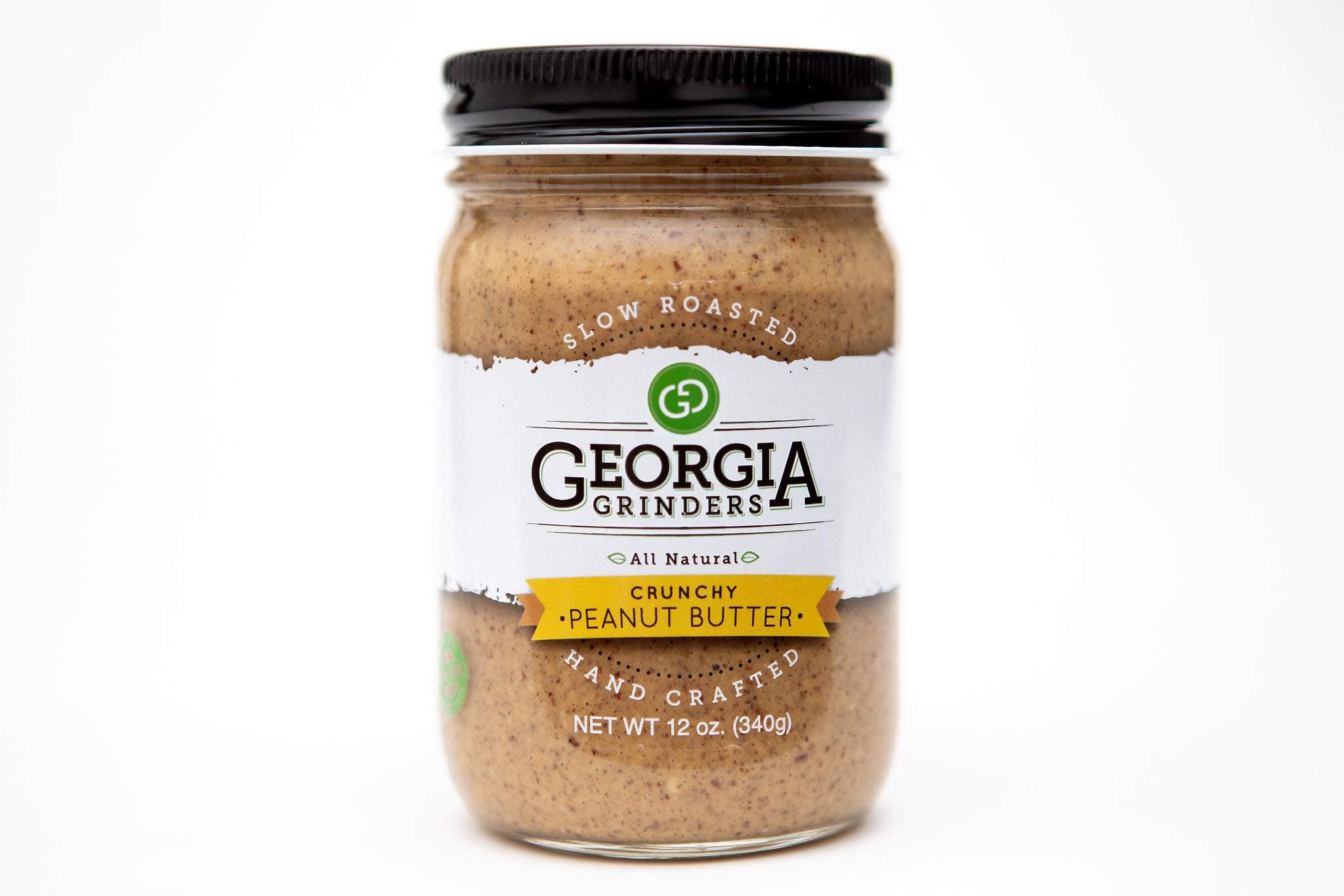 Georgia Grinders Crunchy Peanut Butter, Gourmet Spread, No Sugar Added, Gluten-Free, Non-GMO, No Palm Oil, High Protein, Vegan Friendly, 12 Ounce (1 Pack)