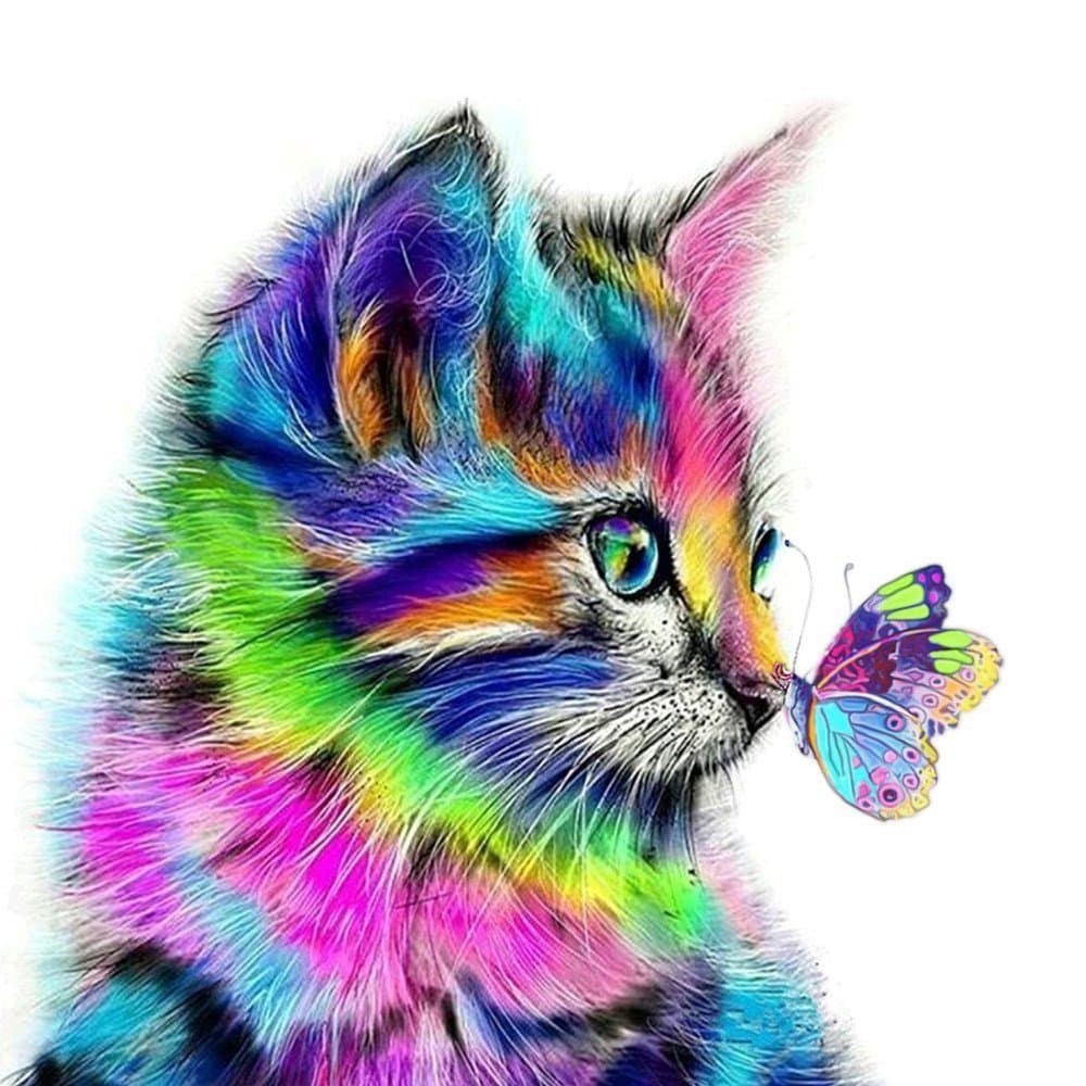 5D DIY Diamond Painting, Xizhendai DIY 5D Diamond Painting Set Full Drill Cat Rhinestone Crystals Embroidery Cross Stitch Arts Craft Home Wall Decorating (Cat, 30x30cm)
