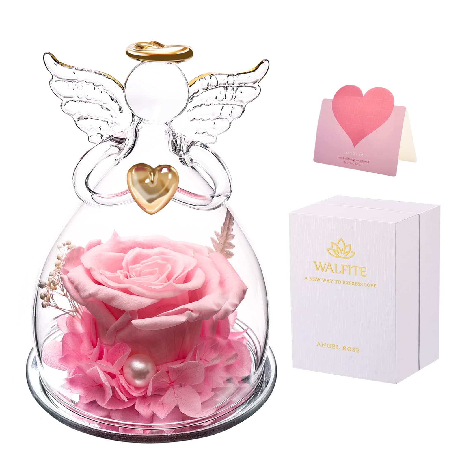 WALFITE Christmas Angel Rose Gifts, mom Gifts Rose Forever, Gift for Women, Christmas Decorations, Valentines Day, Wedding and Anniversary, Birthday Present, Angel Rose Thanksgiving