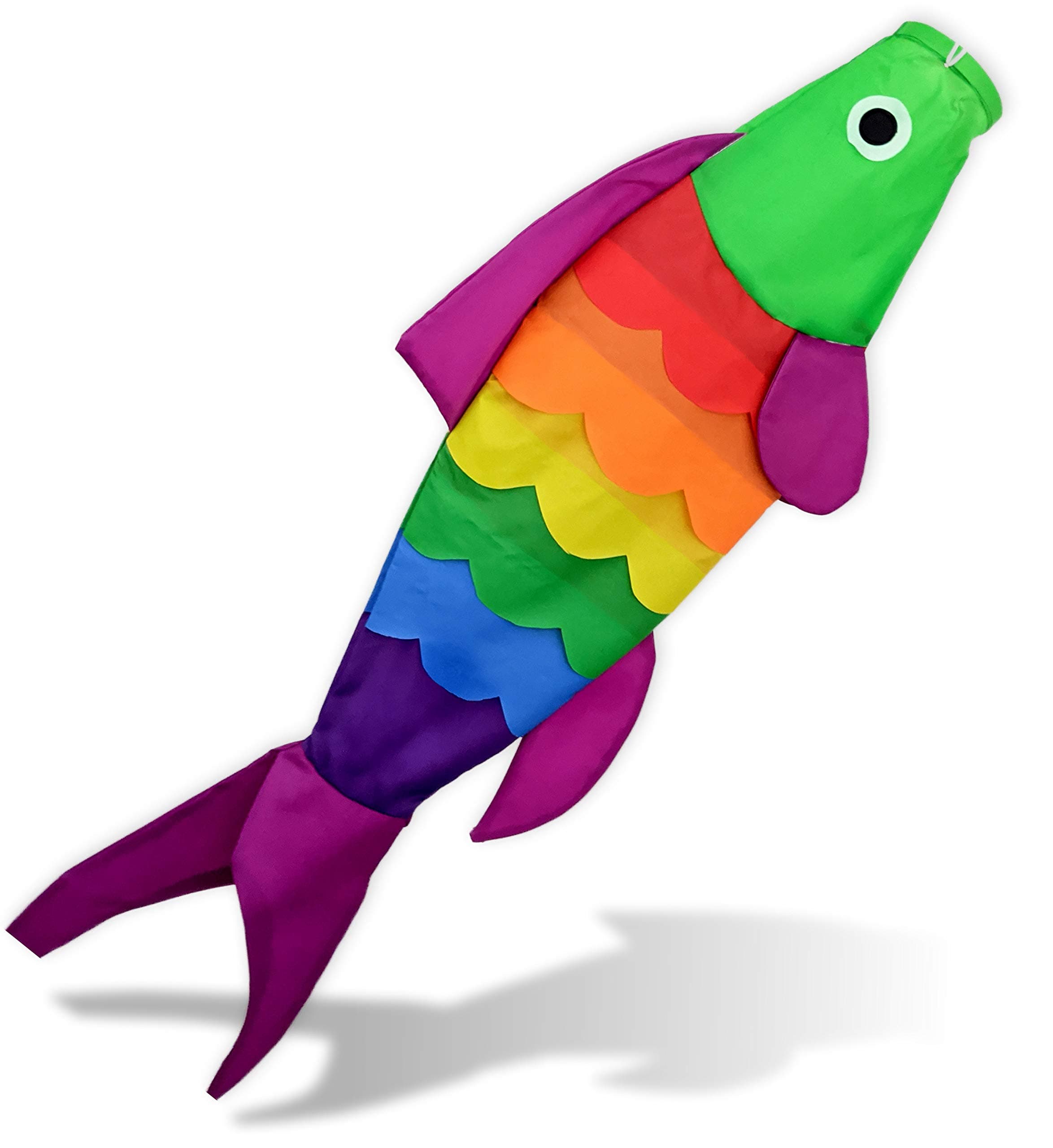 Madrona Brands Rainbow Fish Windsock | Durable Outdoor Hanging Decoration | Yard, Garden, Boat, Patio | 40-Inch.