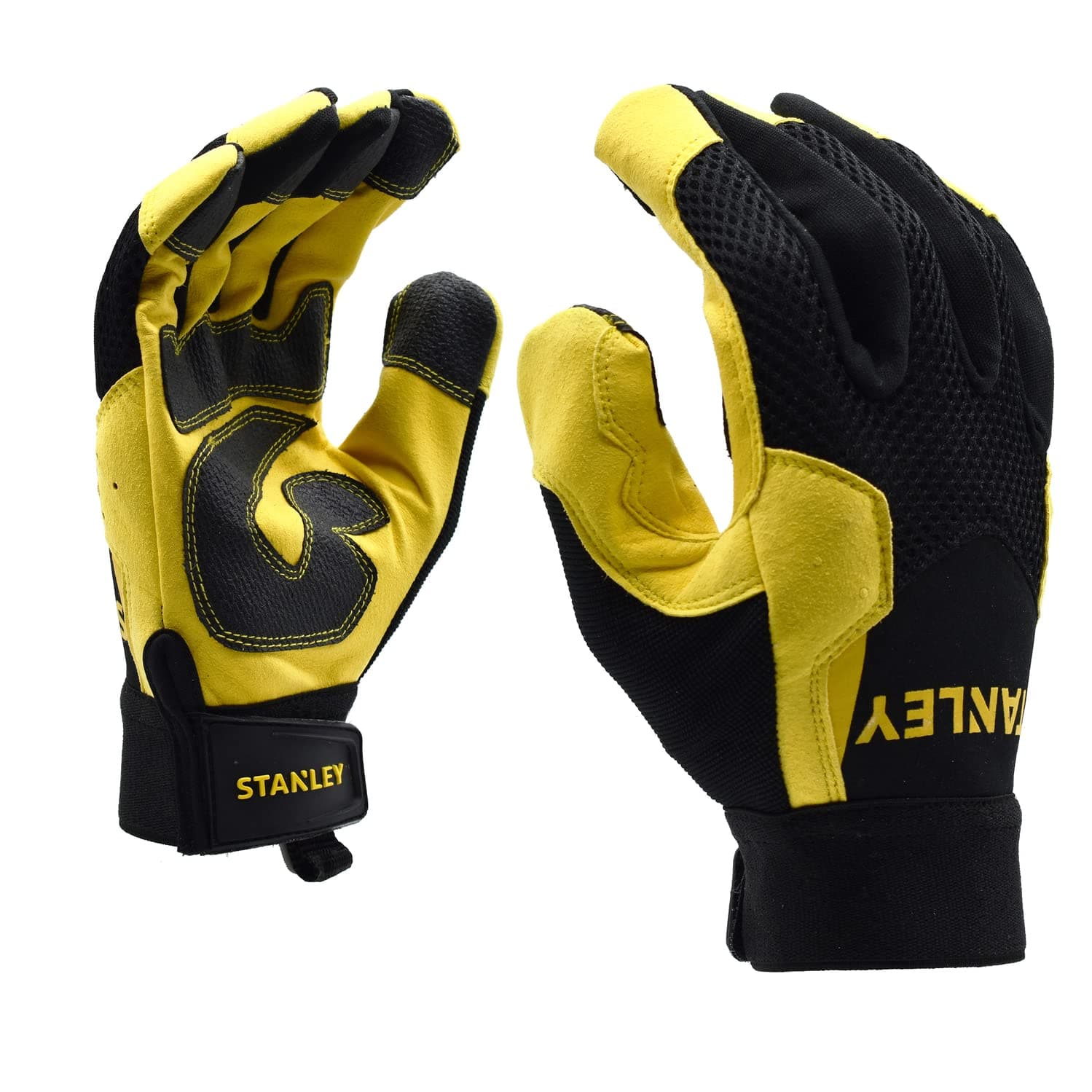 Stanley Synthetic Leather Work Safety Gloves with Comfort Grip and PVC Reinforcements- Machine Washable - Extra Large