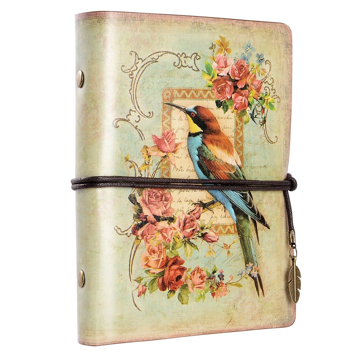 Leather Bound Journal Vintage Leather Notebook Antique Writing Journal Handmade Leather Bound Notebook, Best Gift for Art Sketchbook, Travel Diary & Notebooks to Write in (Bird)