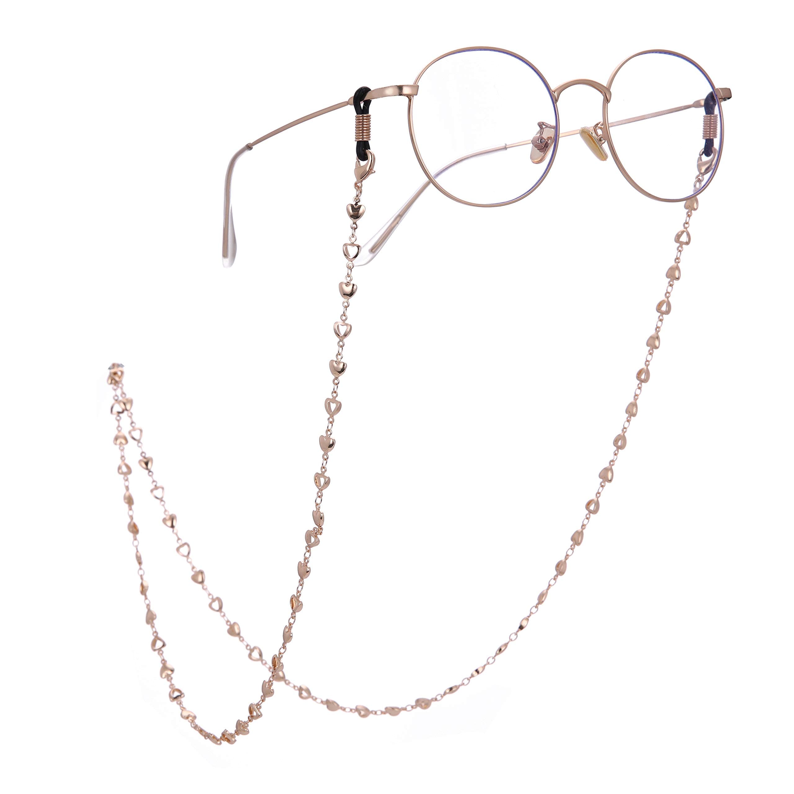 Retro Eyeglass Chain Holder for Women Heart Beaded Glasses Chain Sunglasses Strap Reading Glasses Cords