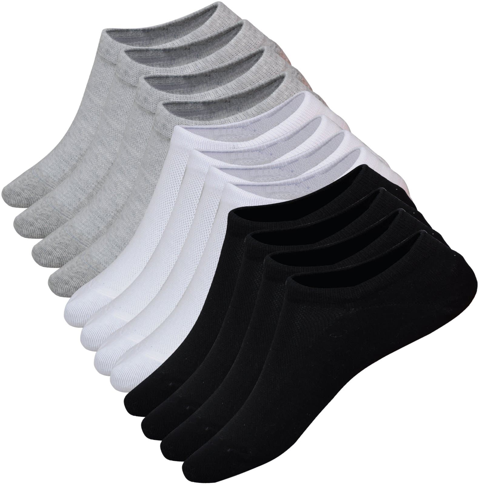 No Show Socks Women 6 Pairs Womens Cotton Low Cut Socks Non-Slip Grips Casual Low Cut Boat Sock , Black, White, Grey(each Color 2pairs), 6-11