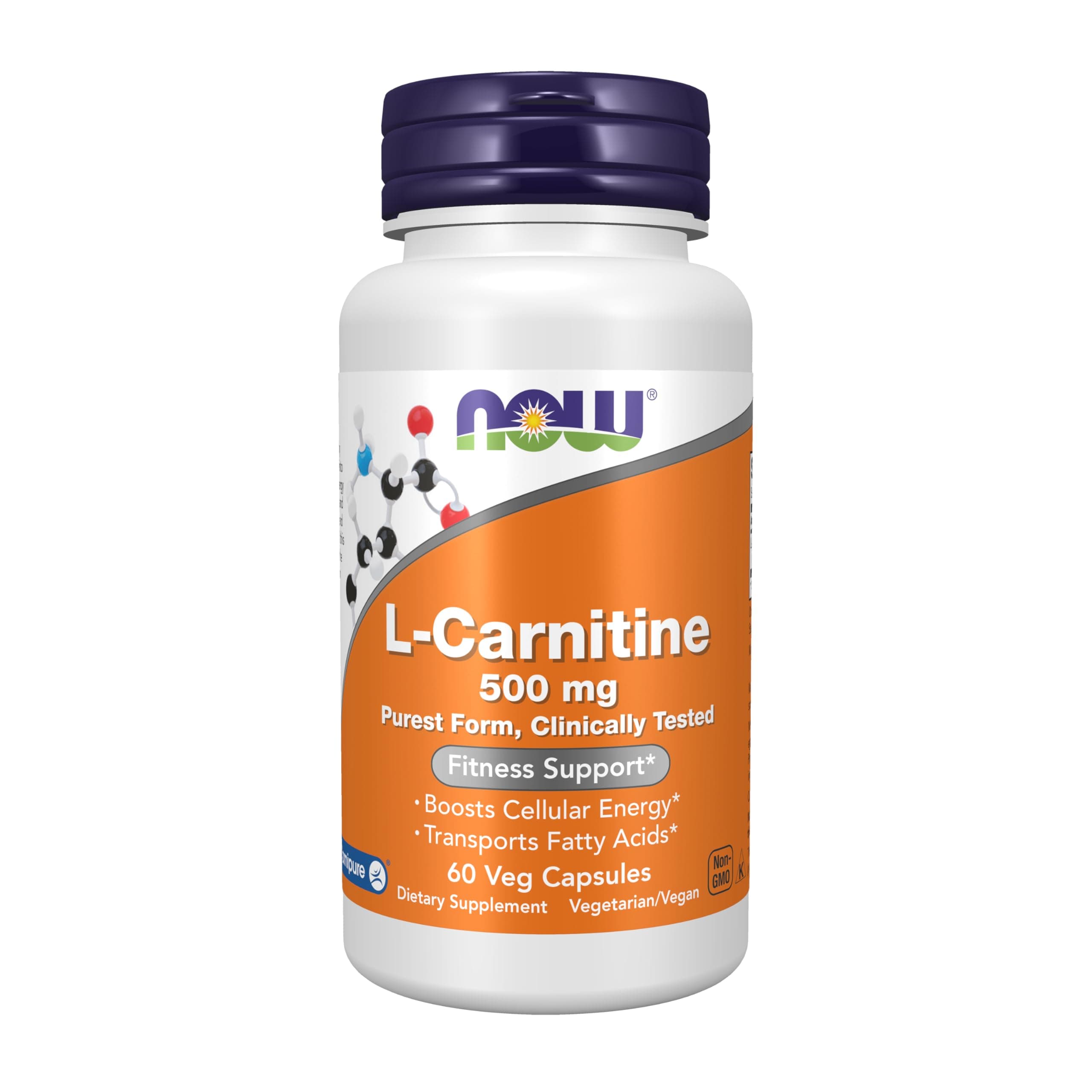 NOW L-Carnitine 500mg, 60 Veg Capsules