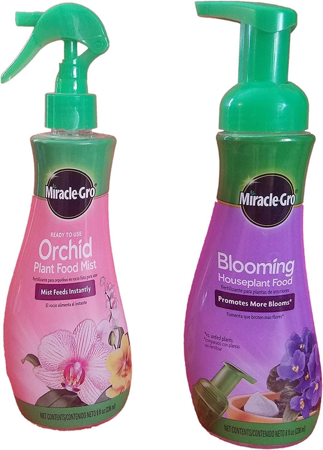 Blooming Houseplant Food, 8 oz & Miracle-Gro Orchid Plant Food Mist (Orchid Fertilizer) 8 oz. (2 fertilizers)