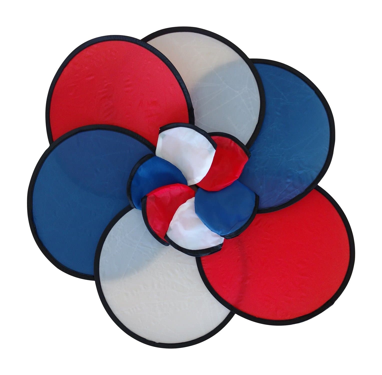 Red, White and Blue USA Patriotic Toy Pocket Fan Flying Disc with Pouch (Pack of 12)