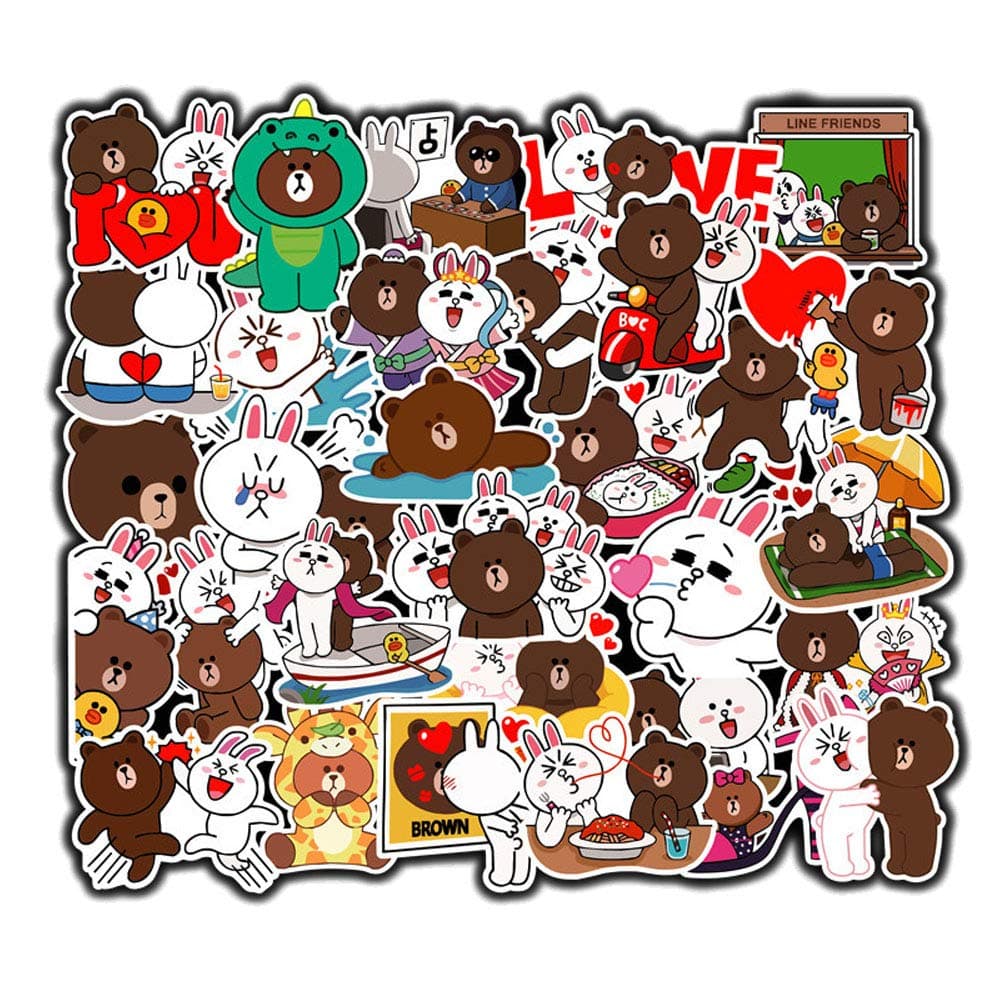 DOFE 100 PCS Brown Stickers,Cute Animal Vinyl Decals for Laptop, Laptop Stickers,Motorcycle Bicycle Luggage Decal Graffiti Patches for Teens (100 PCS Brown and Cony Stickers)