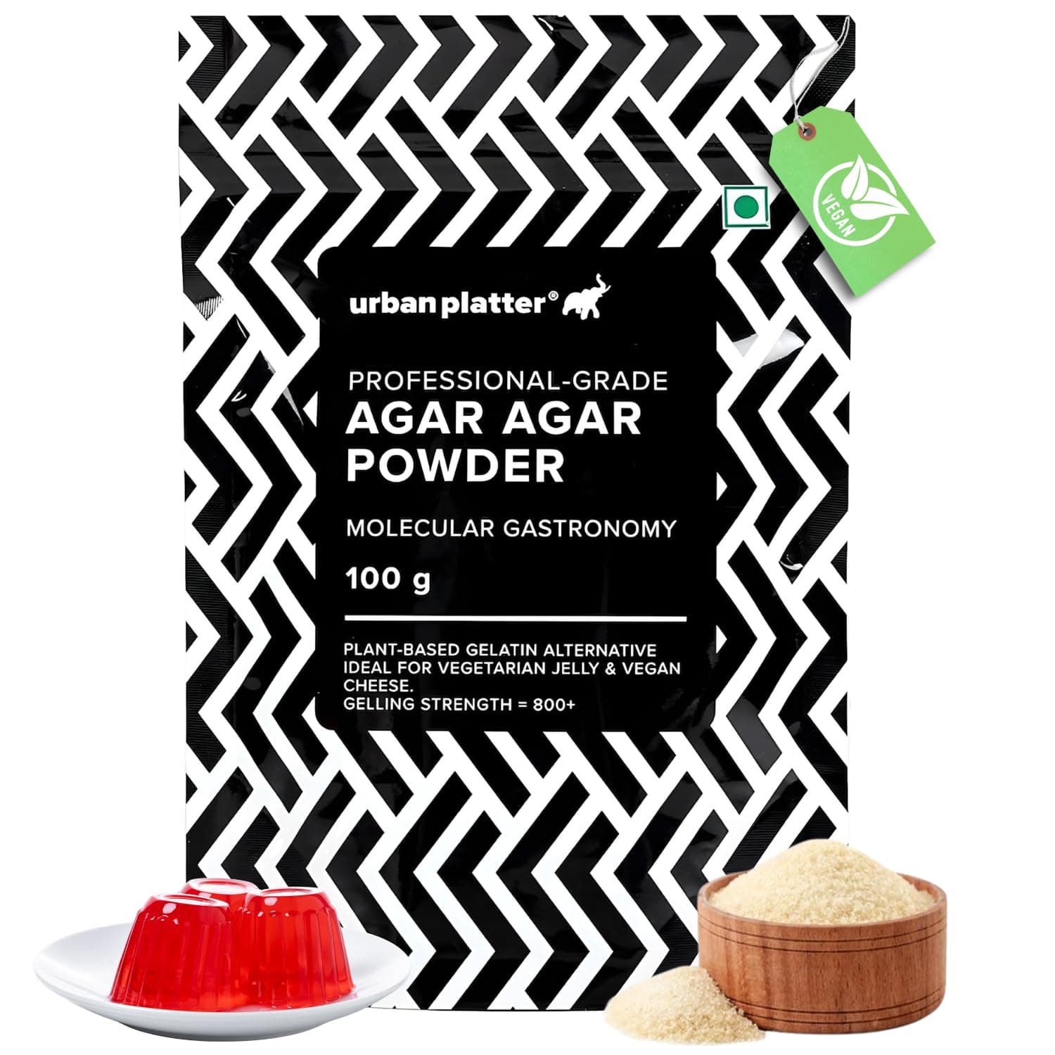 Urban Platter Agar Agar Powder | 3.53 Oz (100g) | Vegan Gelatin Substitute | Natural Seaweed Thickener | Unflavored Gelling Agents For Jelly, Candy, Cheese & Desserts