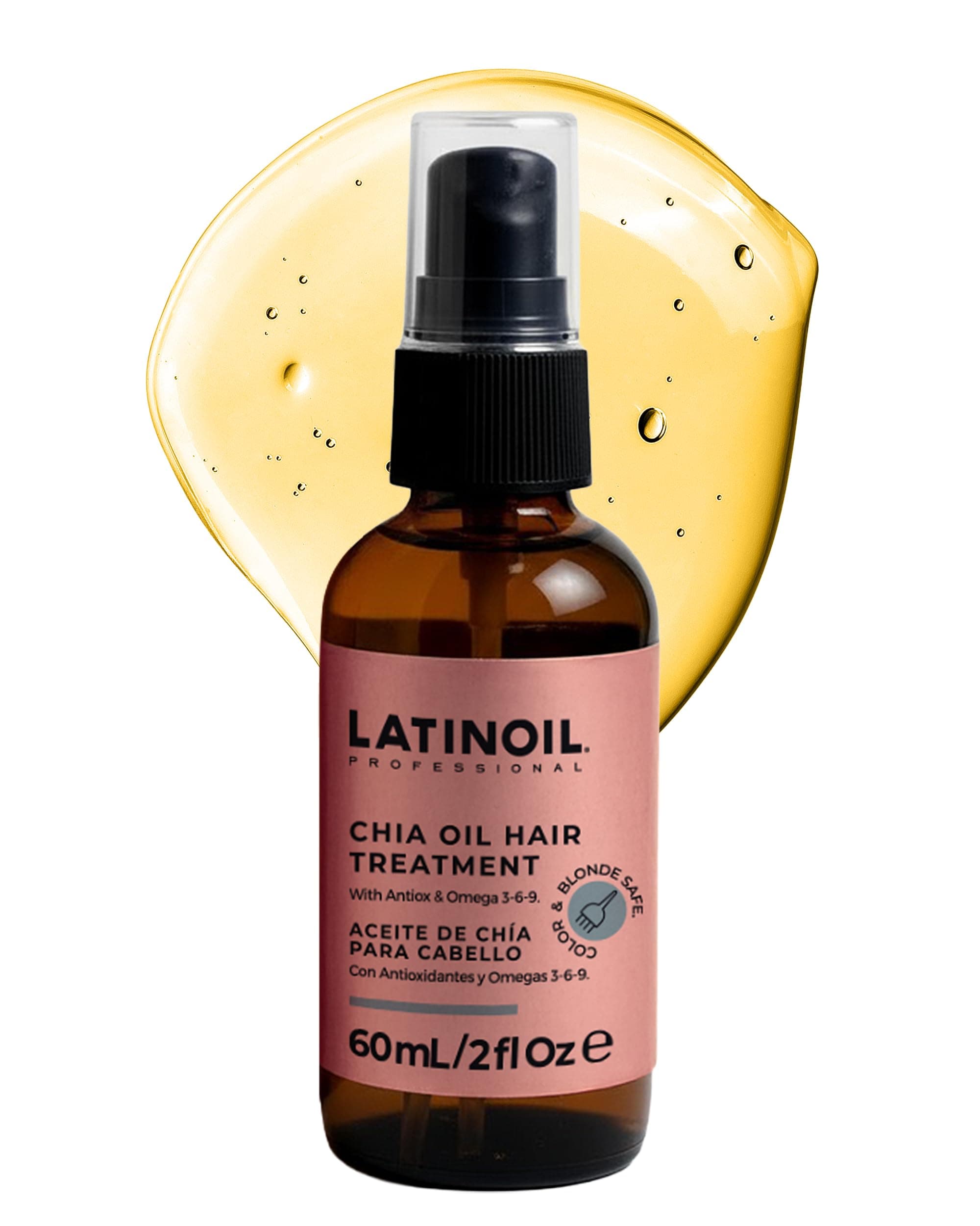 - LATINOIL Chia Oil Treatment 2 oz / 60 ml - Instant Repair For Damaged Hair - Eliminates Frizz, Dryness - Adds Silkiness - Absorbs Fully & Quickly - Color Safe - Read our REAL Reviews