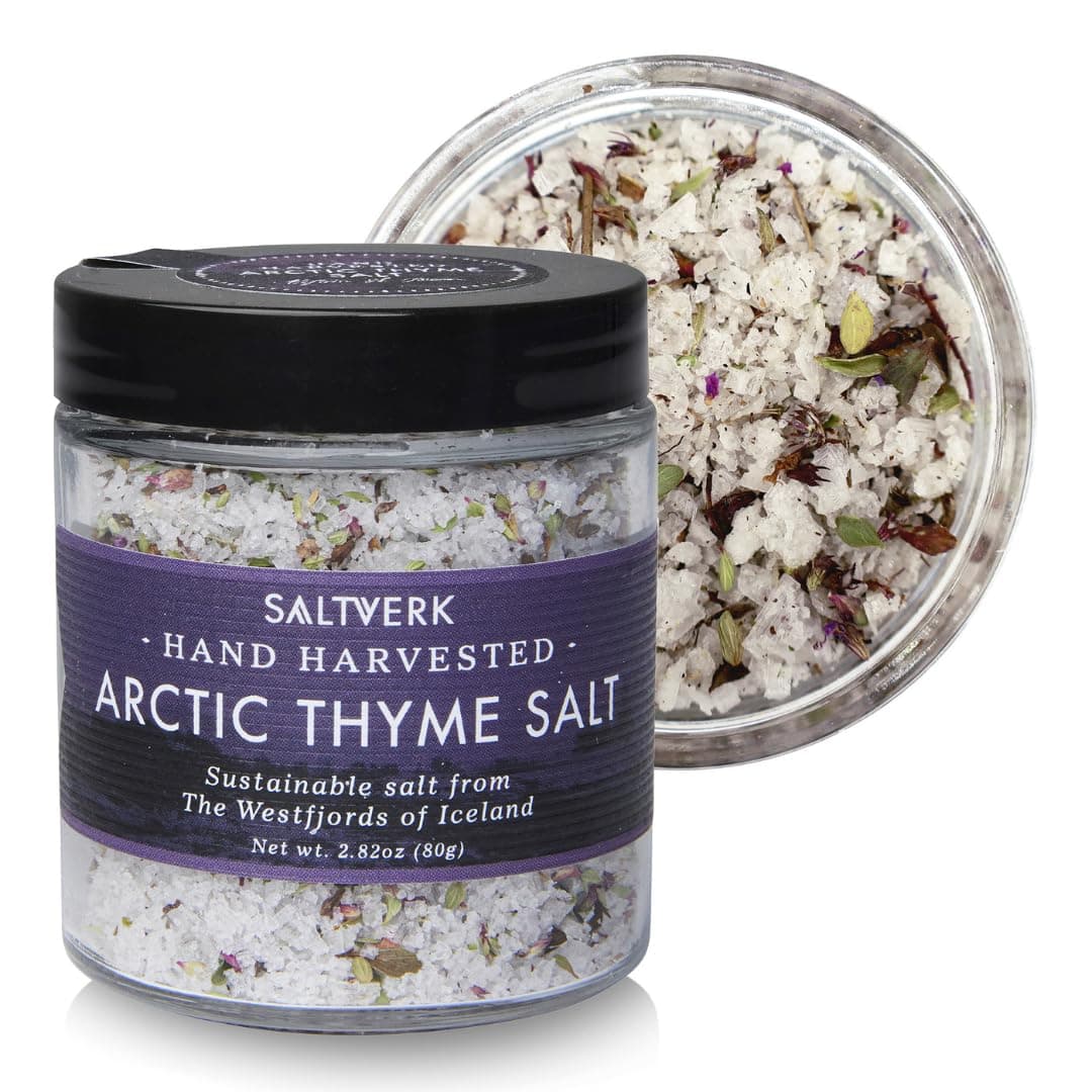 Saltverk Sea Salt - Gourmet, Icelandic, Hand Harvested and Sustainably Made - Arctic Thyme 2.82 Oz