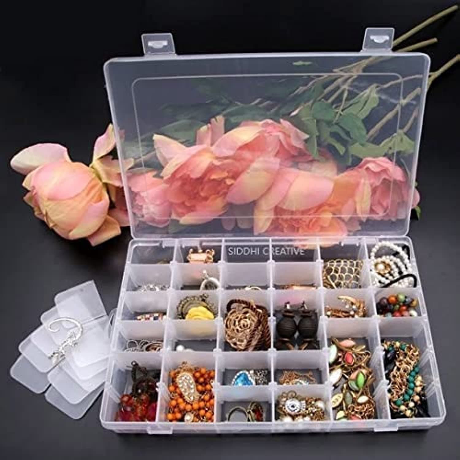 Sixfire 15/24/36 Grids Clear Plastic Organizer Jewelry Storage Box,Transparent Organizer Box for Earring Fishing Hooks (36 Grids Plastic Storage Box), 15 x 9 x 7 Cm