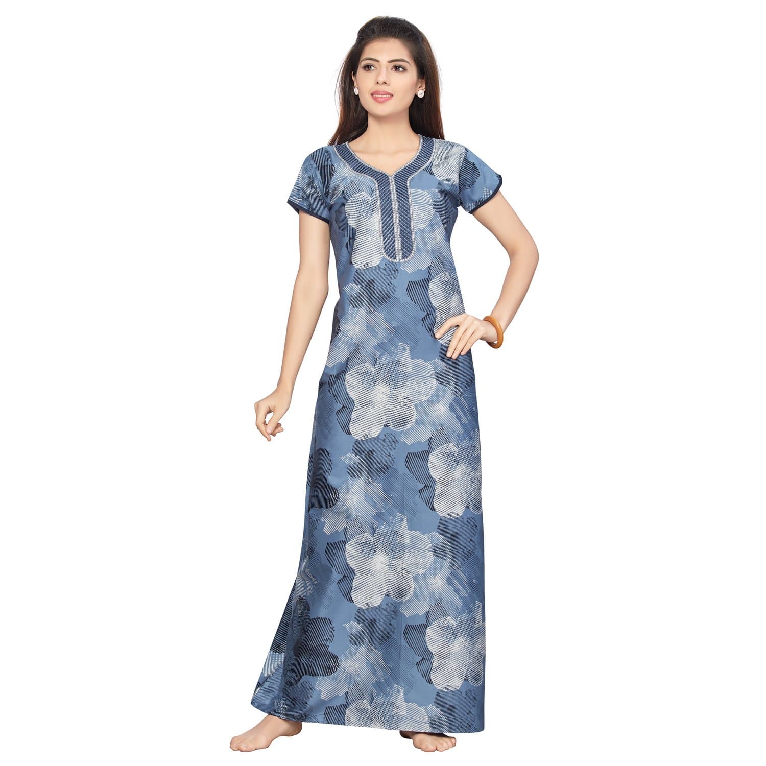 LITTLE ART Regular Fit Women Cotton Nighty Gown