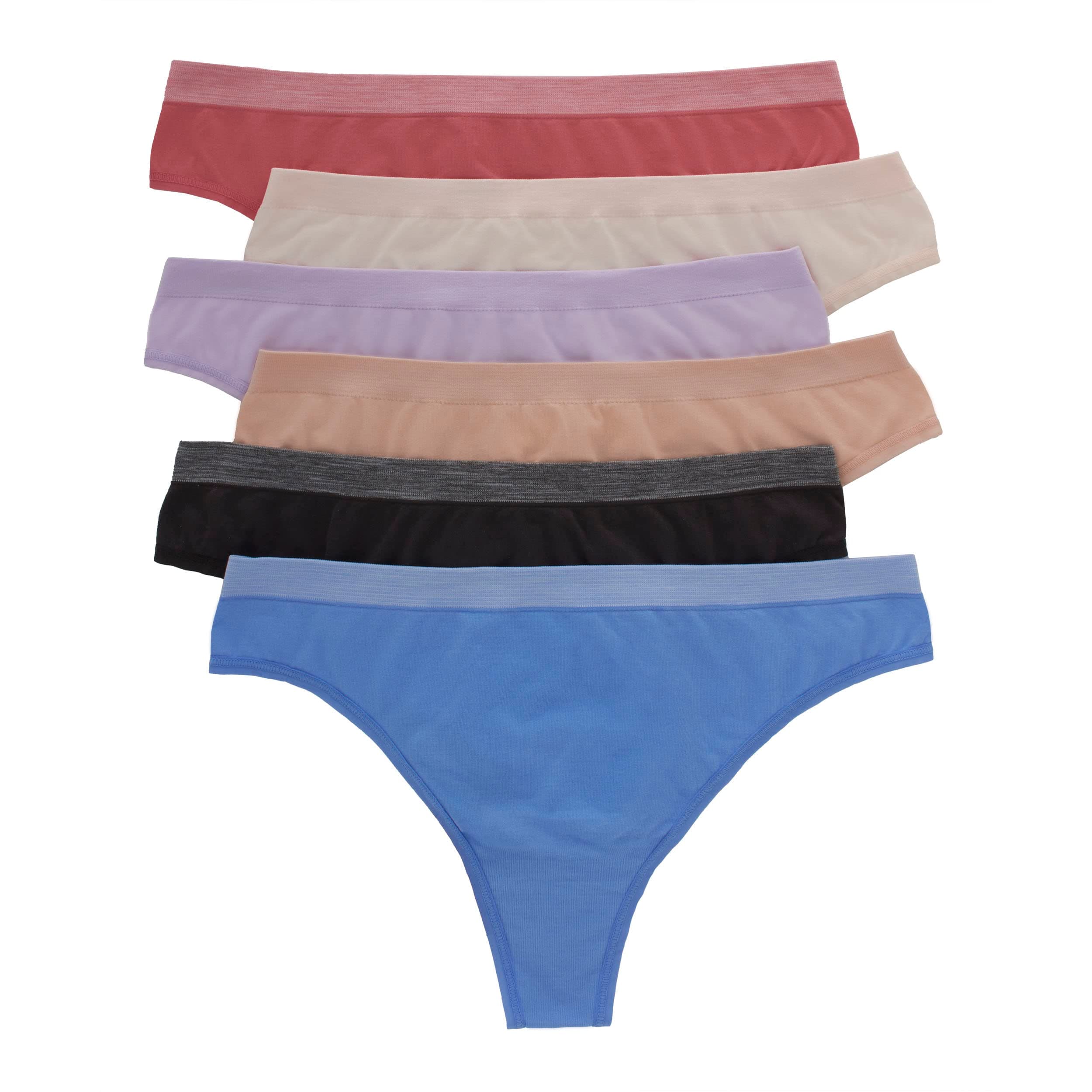 Women's Seamless Underwear Pack, Comfort Flex Fit Bikini Boyshort or Thong Panties, 6-Pack