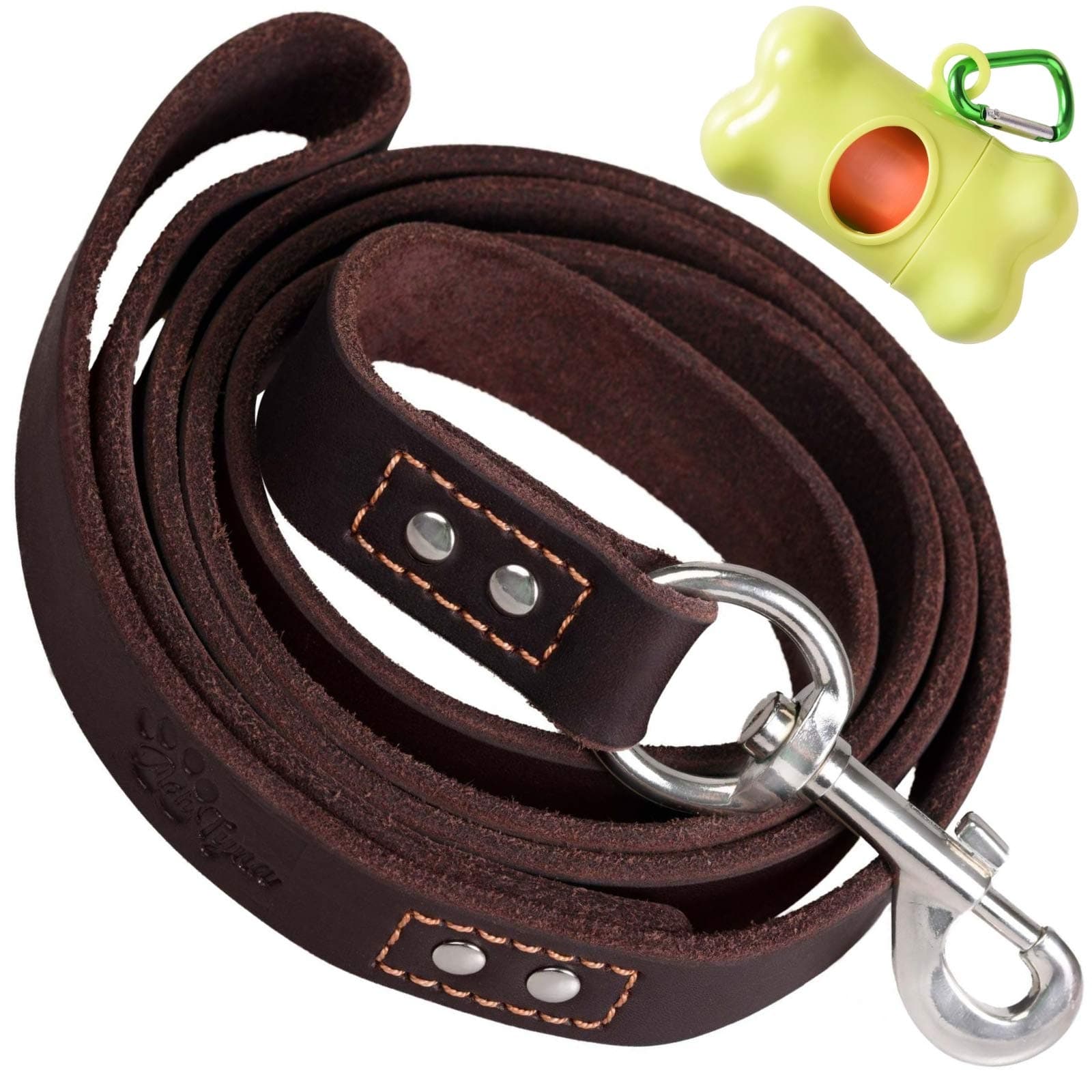 ADITYNA Heavy Duty Leather Dog Leash 6 ft x 1" - Dog Leash for Large Dogs and Extra Large Dogs - Strong and Soft Dog Training Leash (XL - 6 ft x 1 inch, Brown)