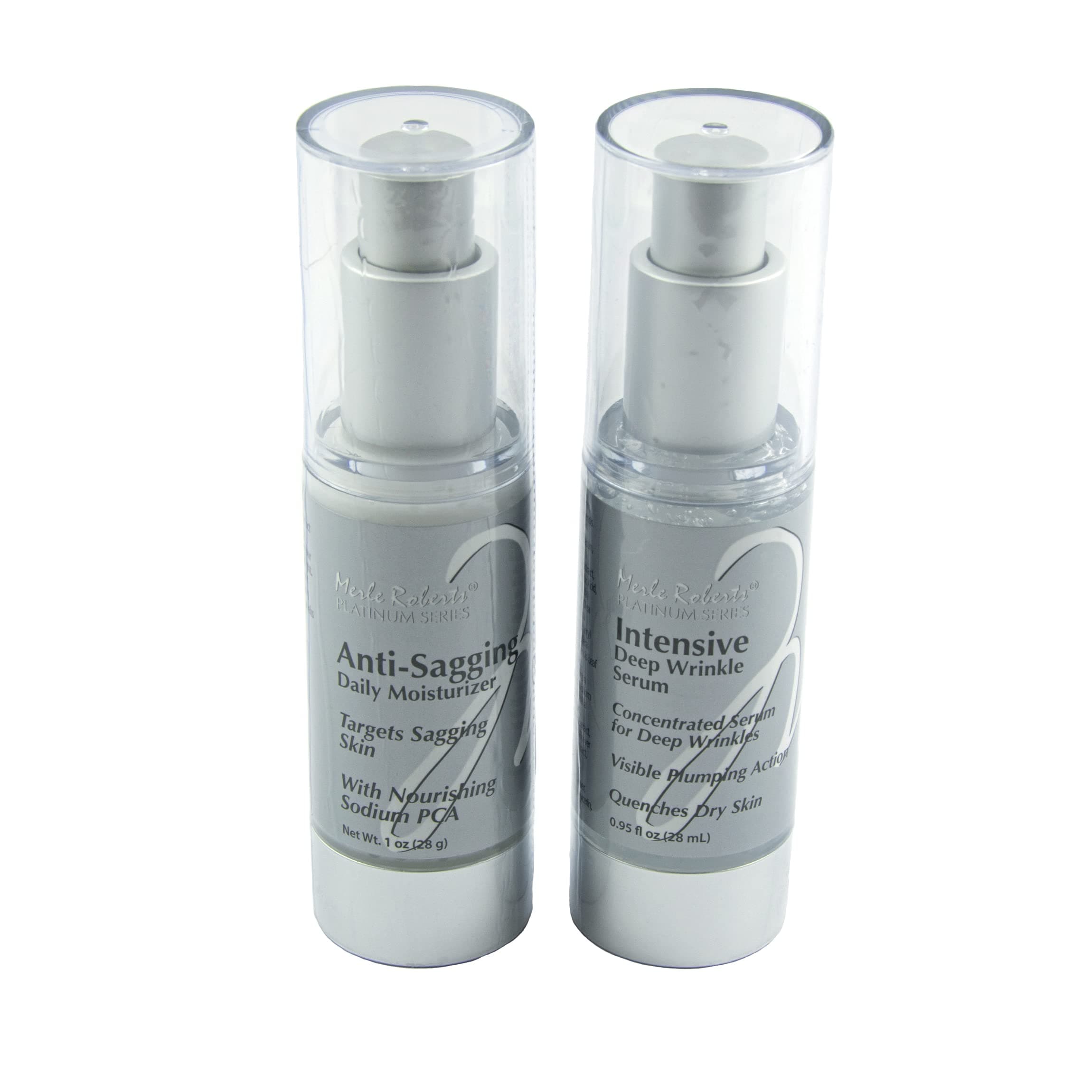 Merle Roberts, Platinum Series, Anti-Aging (2pk), Intensive Deep Wrinkle Serum (PM) (0.95 Oz.) & Moisturizer BUY ONE GET ONE FREE