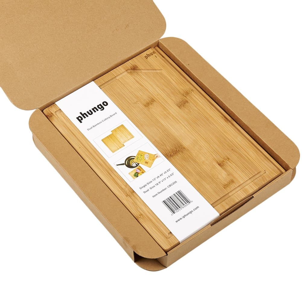 Dual Combo ORGANIC Bamboo Wood Cutting & Kitchen Chopping Board with Groove |18.5"×13"x0.63"| 2 PIECE, EXTRA LARGE, THICK & ECO FRIENDLY | Perfect Gift for Wedding and Housewarming