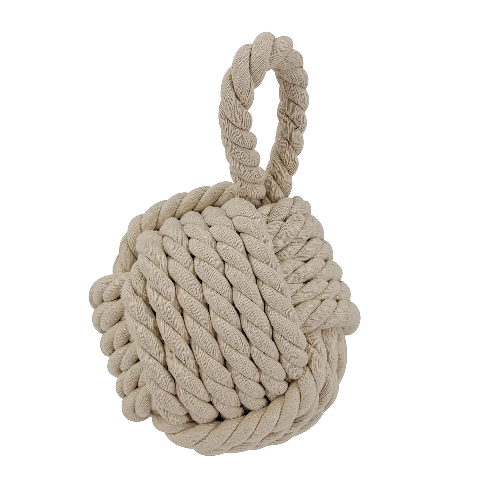 Dewarfami Rope Knot Nautical Door Stopper, Decorative Door Stop Creamy White