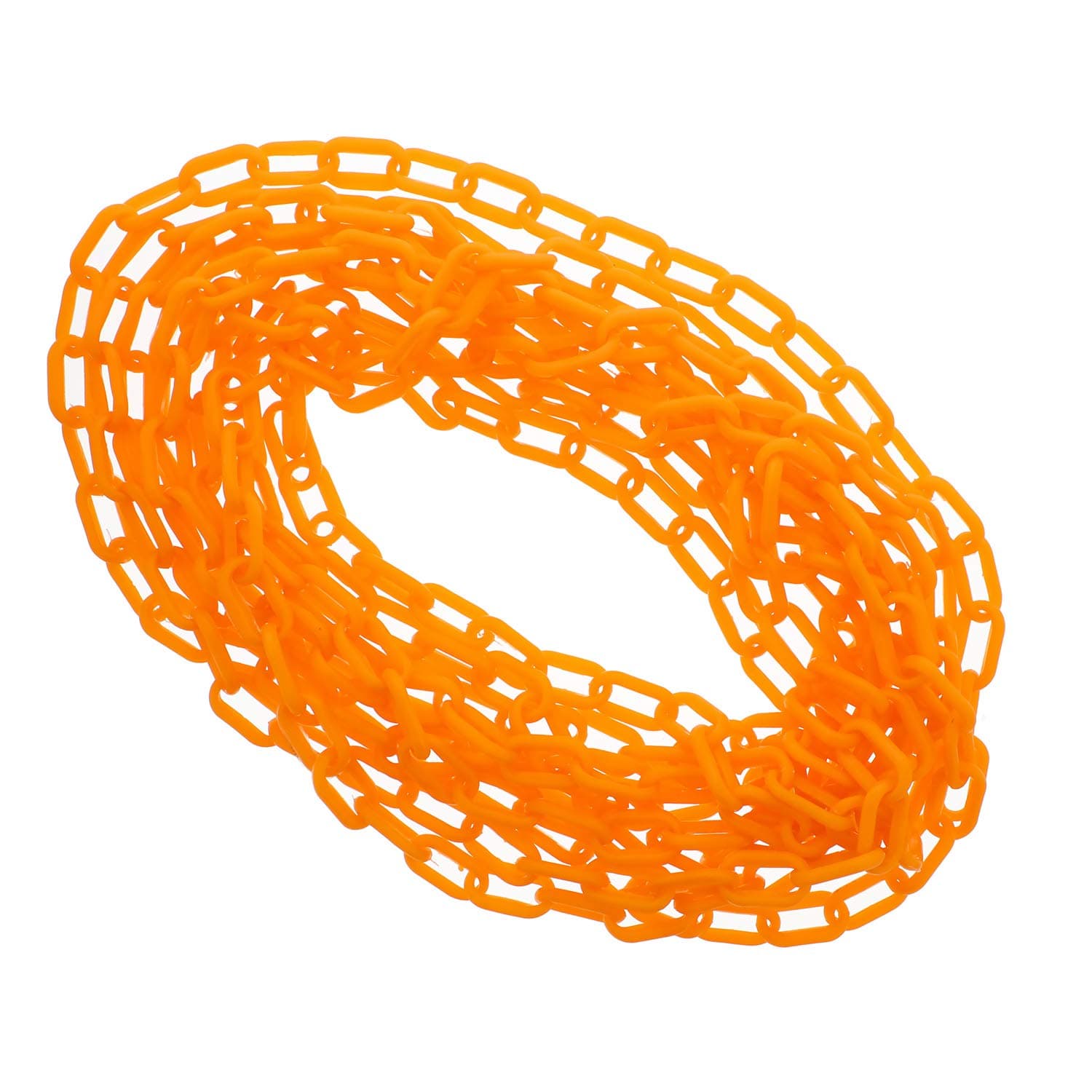 BISupply Orange Plastic Chain Links - 25ft x 6mm Plastic Barrier Chain for Safety Crowd Control or Plastic Links Halloween Decor Chains for Costumes