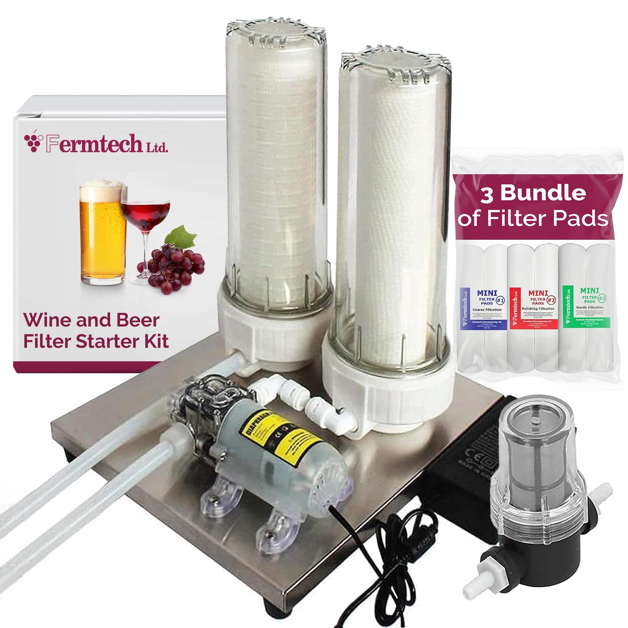 Buon Vino Mini Jet Filter Starter kit with Pre-Screen, 4 Sets of #2 Filters by Ubrewusa