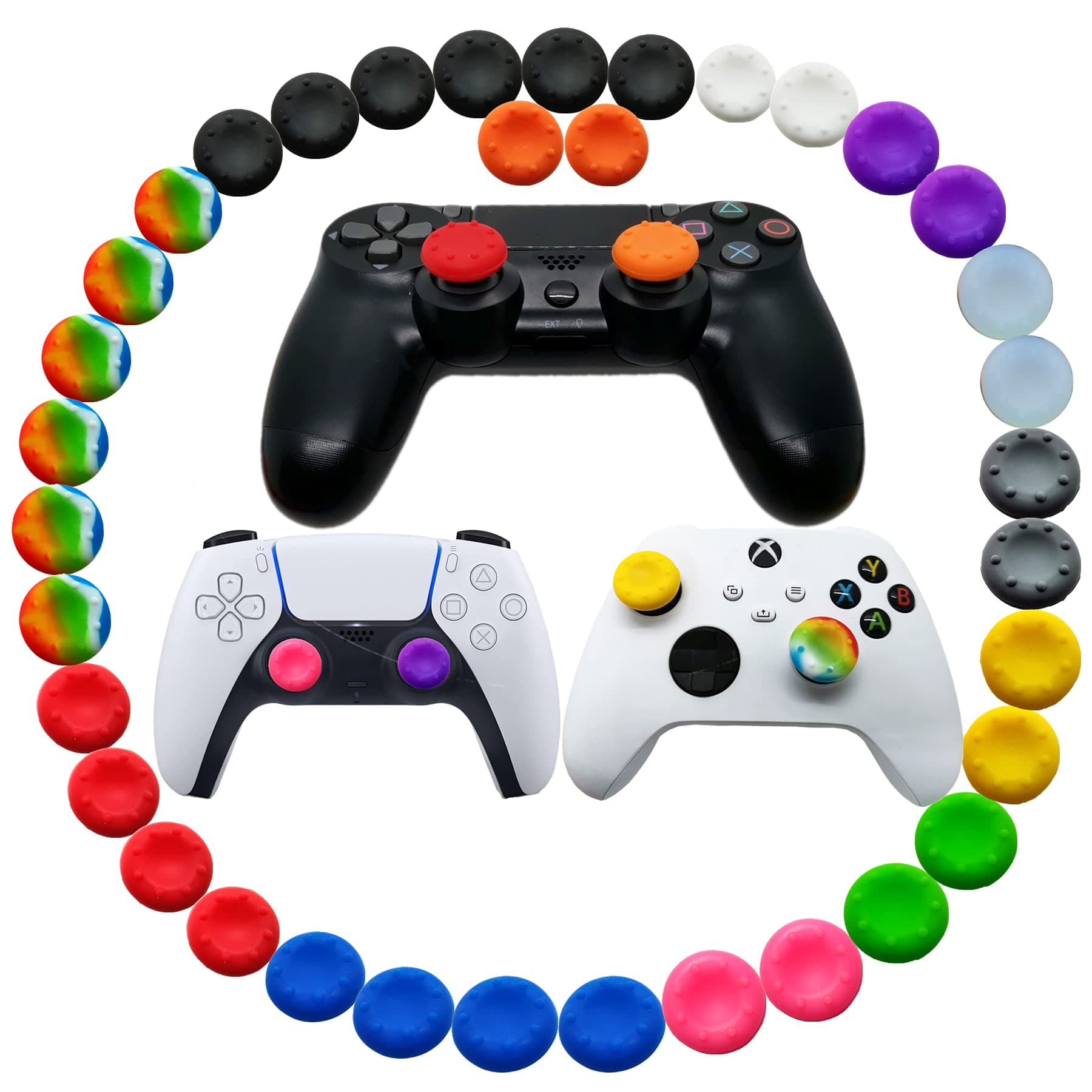 36pcs Joystick Grip for Ps5 Ps4 Controller, Silicone Thumb Grips Caps Cover Analog Stick for PlayStation 5, PlayStation 4 Controller, Xbox 360, Xbox One Controller (A)