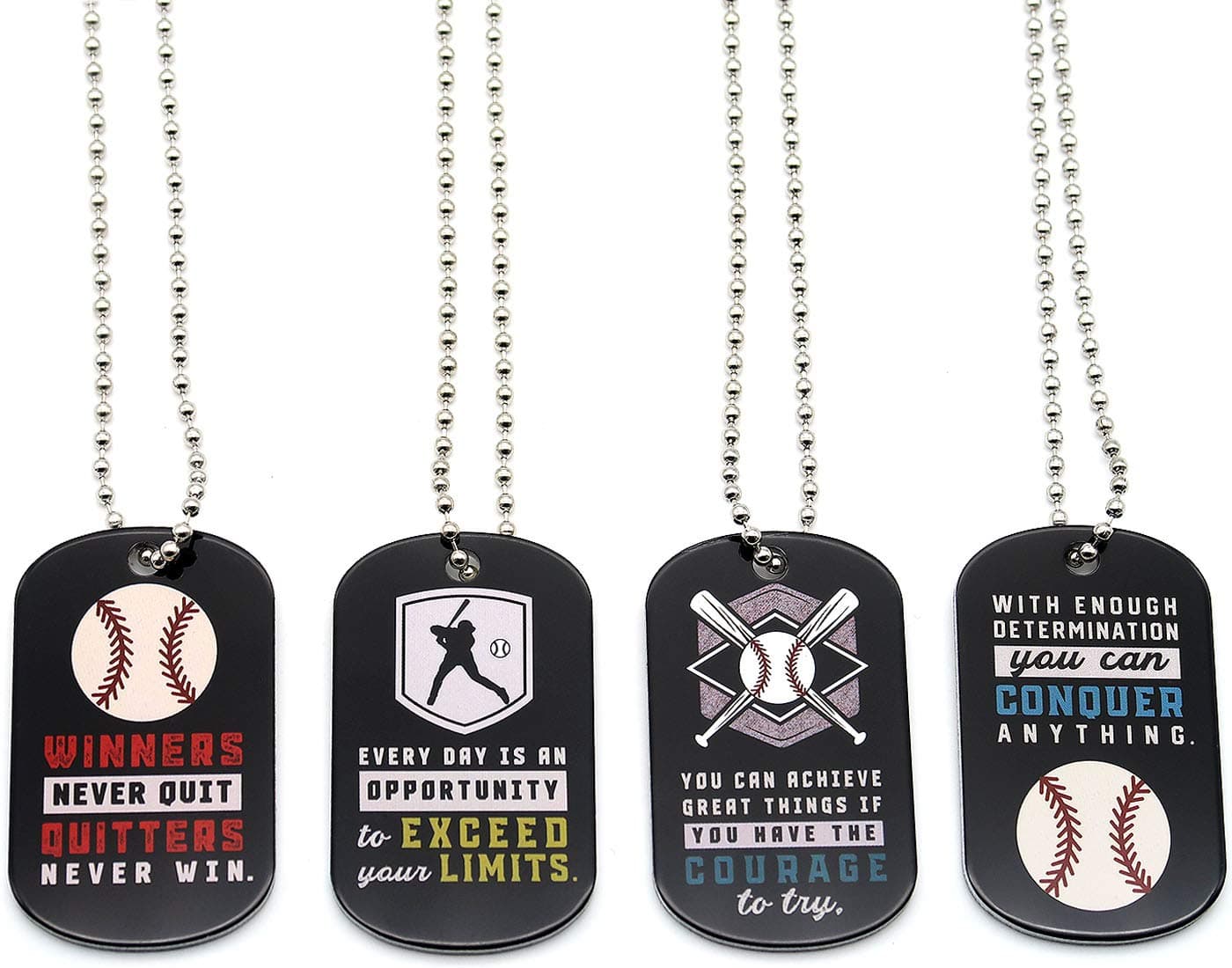 InkstoneBaseball Dogtag Necklaces | Motivational Be The Game Changer | 12 Pack | Encouraging Gift for Students, Teams, Players, and Employee, 12 Count (Pack of 1), Stainless Steel, No Gemstone