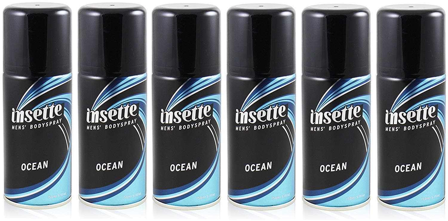 x6 Insette OCEAN Mens Deodorant BODY SPRAY 150ml