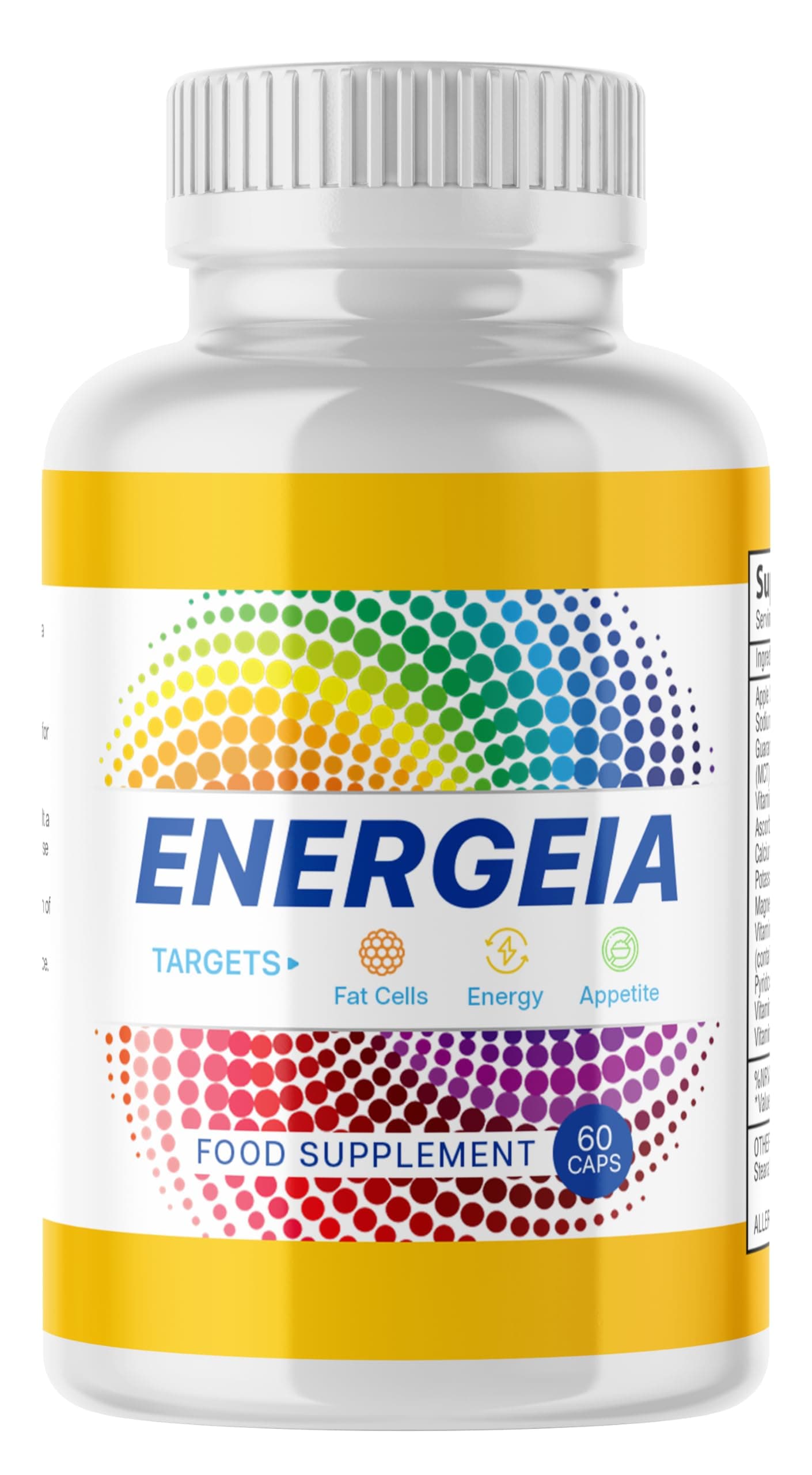 Energeia Lipase Fat Burner - One Month Supply - 60 Weight Loss Capsules - Vegan