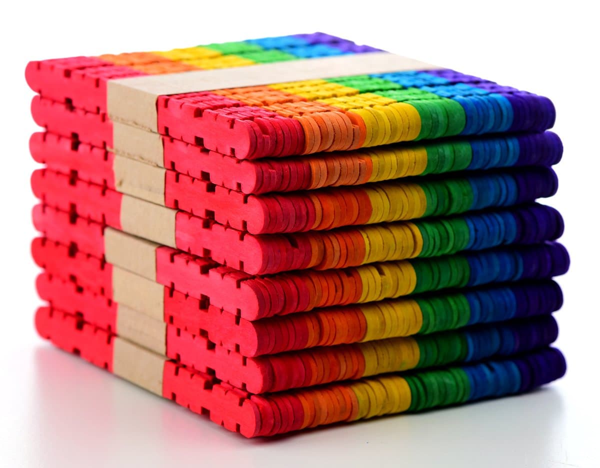 COMEBO 400PCS Multicolor Serrated Craft Stick Wooden Popsicle Sticks for DIY Handmade Crafts 4.5 Inch