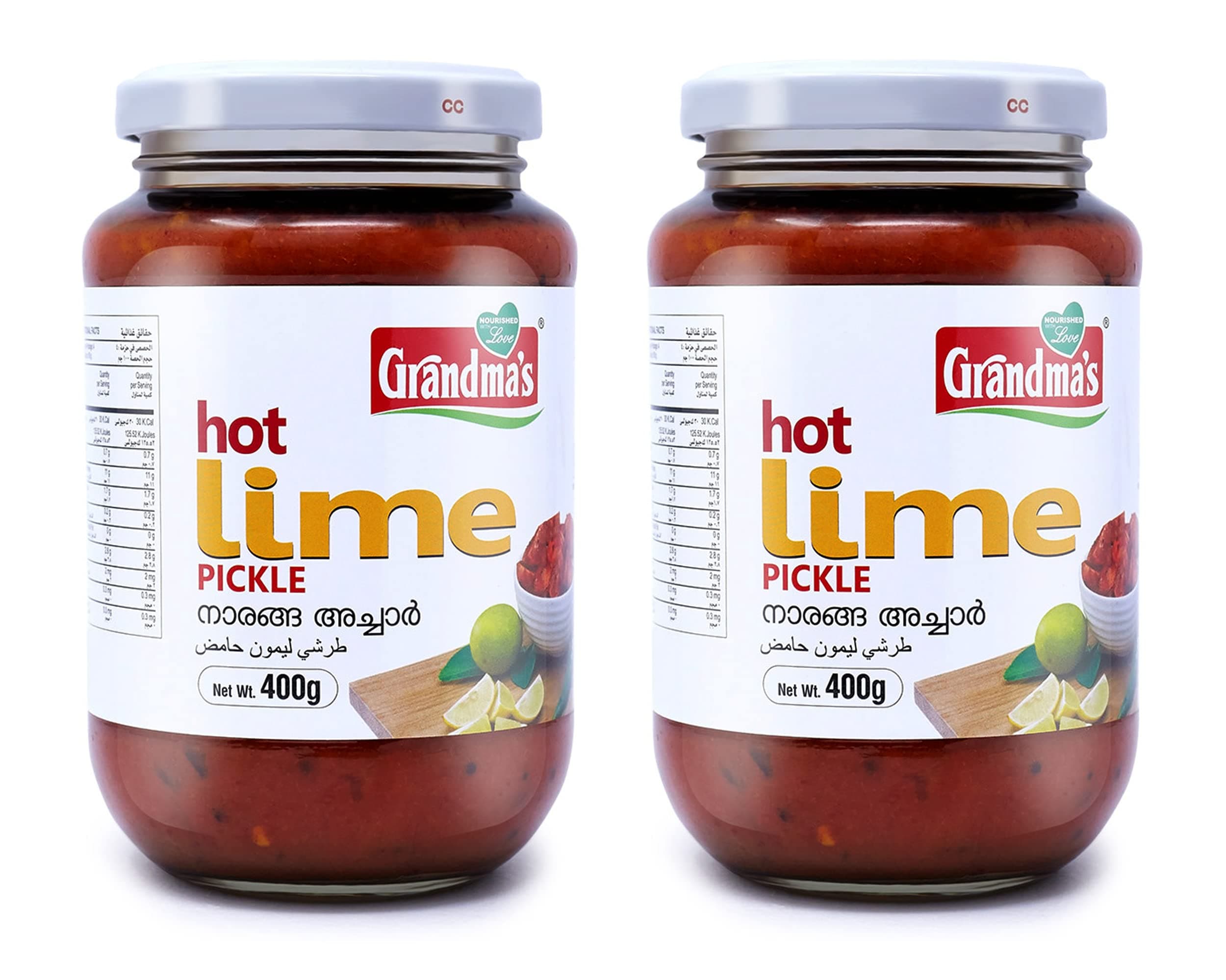 Grandmas Authentic Kerala Style Hot Lime Pickle 400G|Hot And Spicy South Indian Pickle(Pack Of 2)