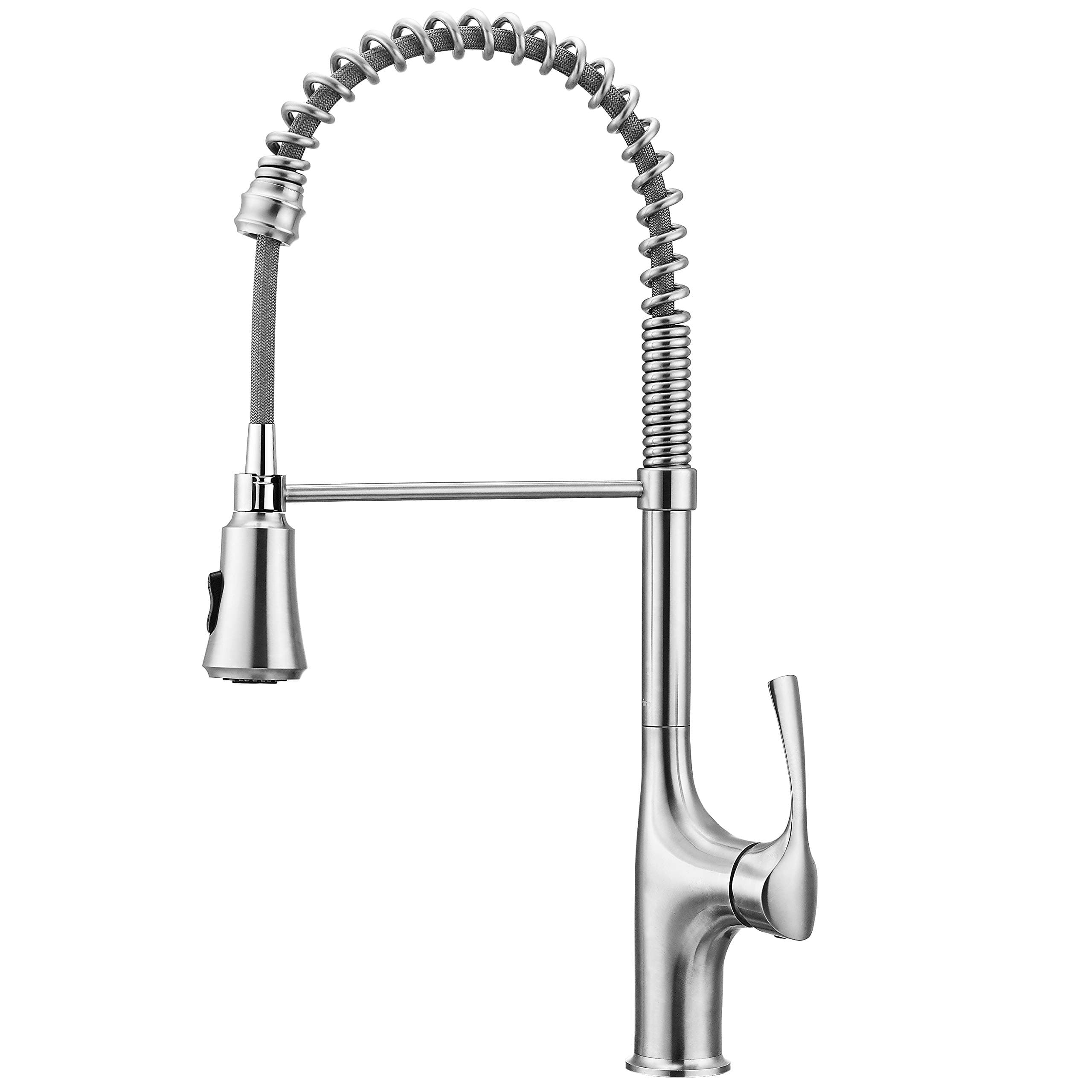 Primy Commercial Kitchen Faucets With Pull Down Sprayer Modern Heavy Duty Lead-Free Single Handle High-Arc Kitchen Sink Faucet With Deck Plate, Solid 304 Stainless Steel