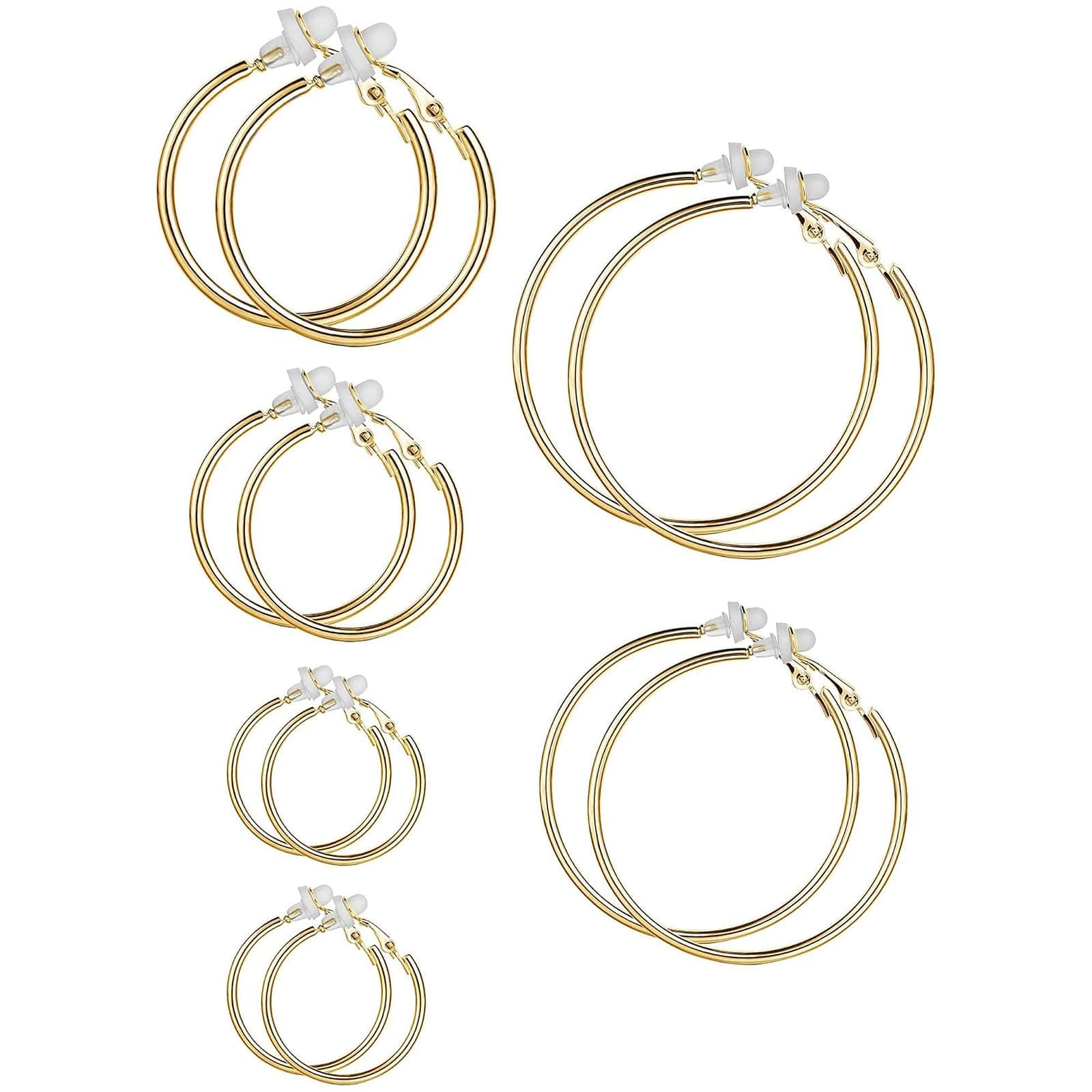 Sumind Clip on Hoop Earrings Hoop Gold Earrings Non Piercing Earrings Set for Women