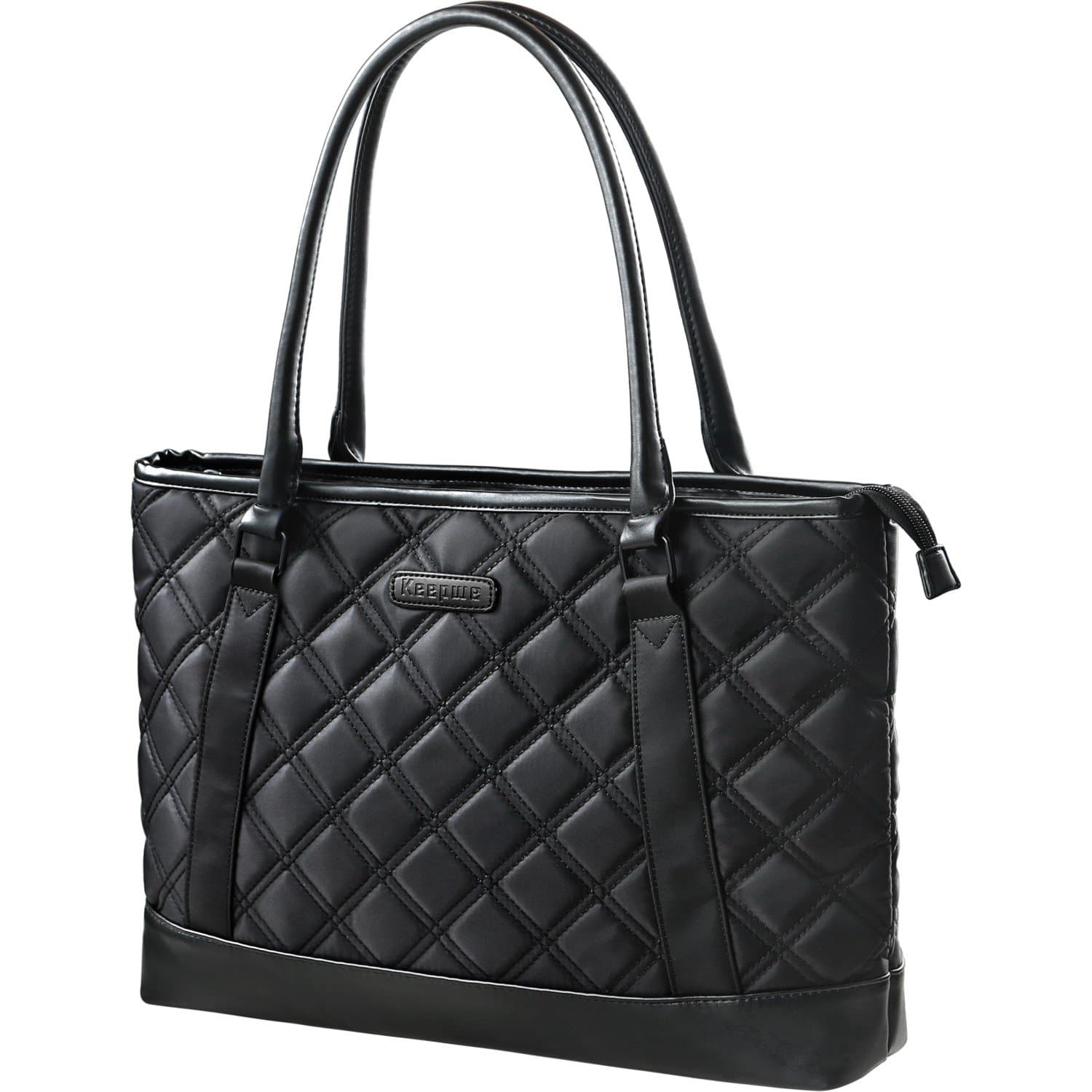 Laptop Bag, KEEPWE Womens Laptop Bag, 15-15.6 in Water Resistant Lightweight Nylon Laptop Tote Bag for Business, Work, Travel (Black)