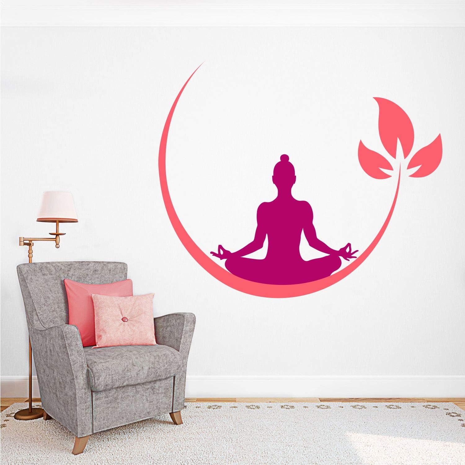 StickMe 'Yoga - Meditation - Wall Sticker' -SM966 (Multi Colour, Vinyl - 85cm X 70 cm)