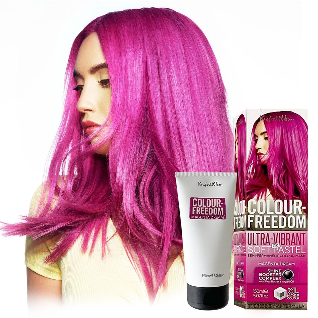Knight & Wilson Colour-Freedom 150ml Magenta Dream Purple Semi-Permanent Hair Color - Ultra-Vibrant Vegan Friendly Color Mask with Shine Booster Complex - Ammonia Free Color Lasts Up To 6-10 Washes