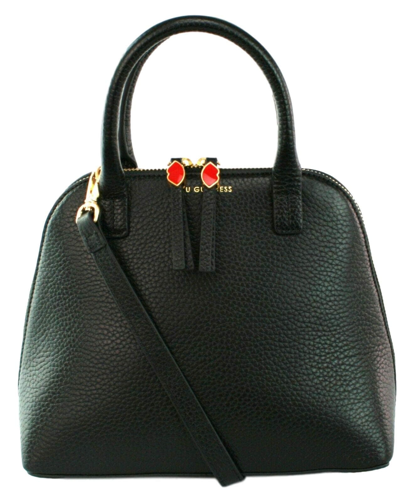 Lulu Guinness Bobbi Top Handle Bag Grainy Leather Handbag (Small, Black)