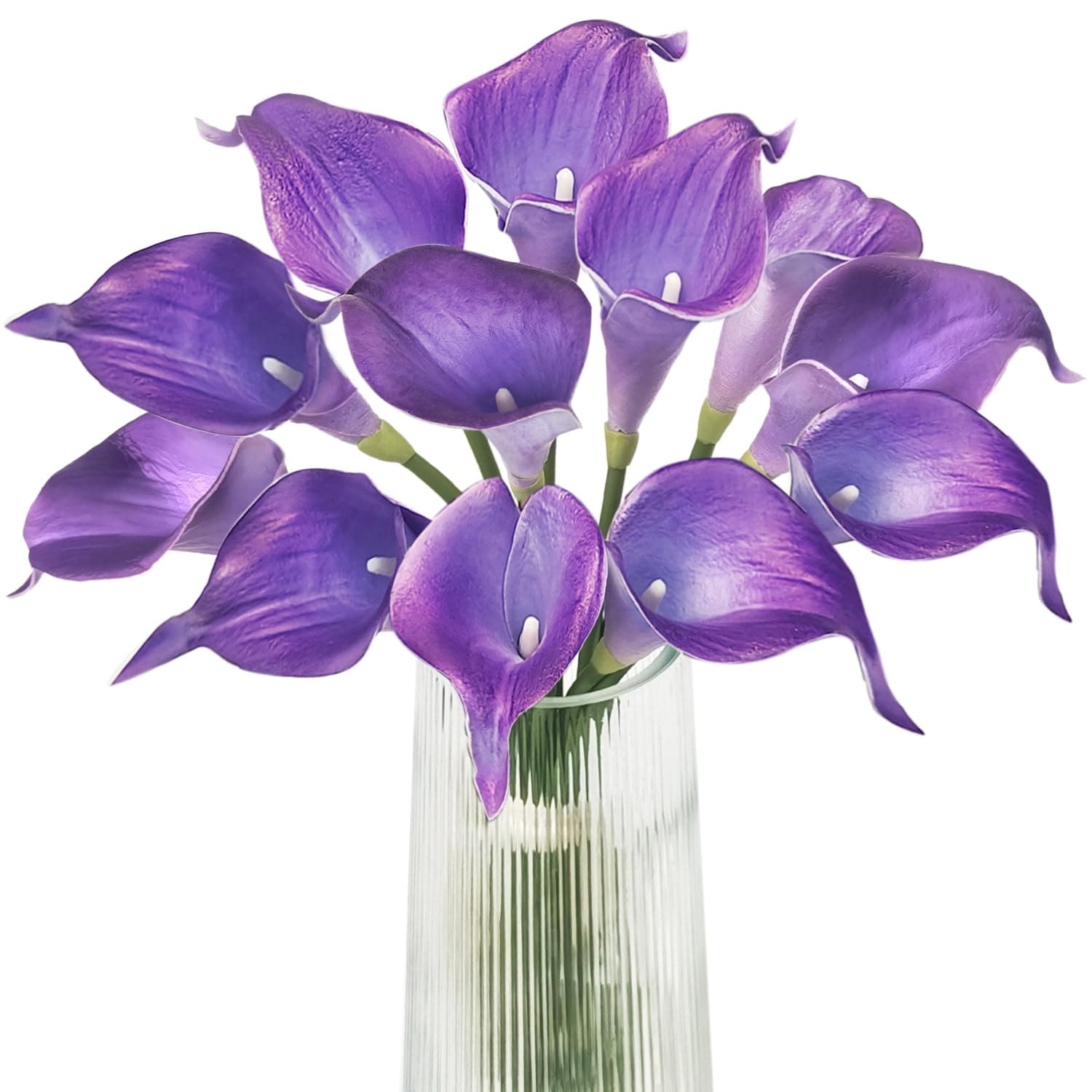Letjolt Calla Lily Purple Artificial Flowers 12Pcs Table Flower Decor Faux Calla Lilies Bouquet for Wedding Bride Shower Home Decoration, Purple