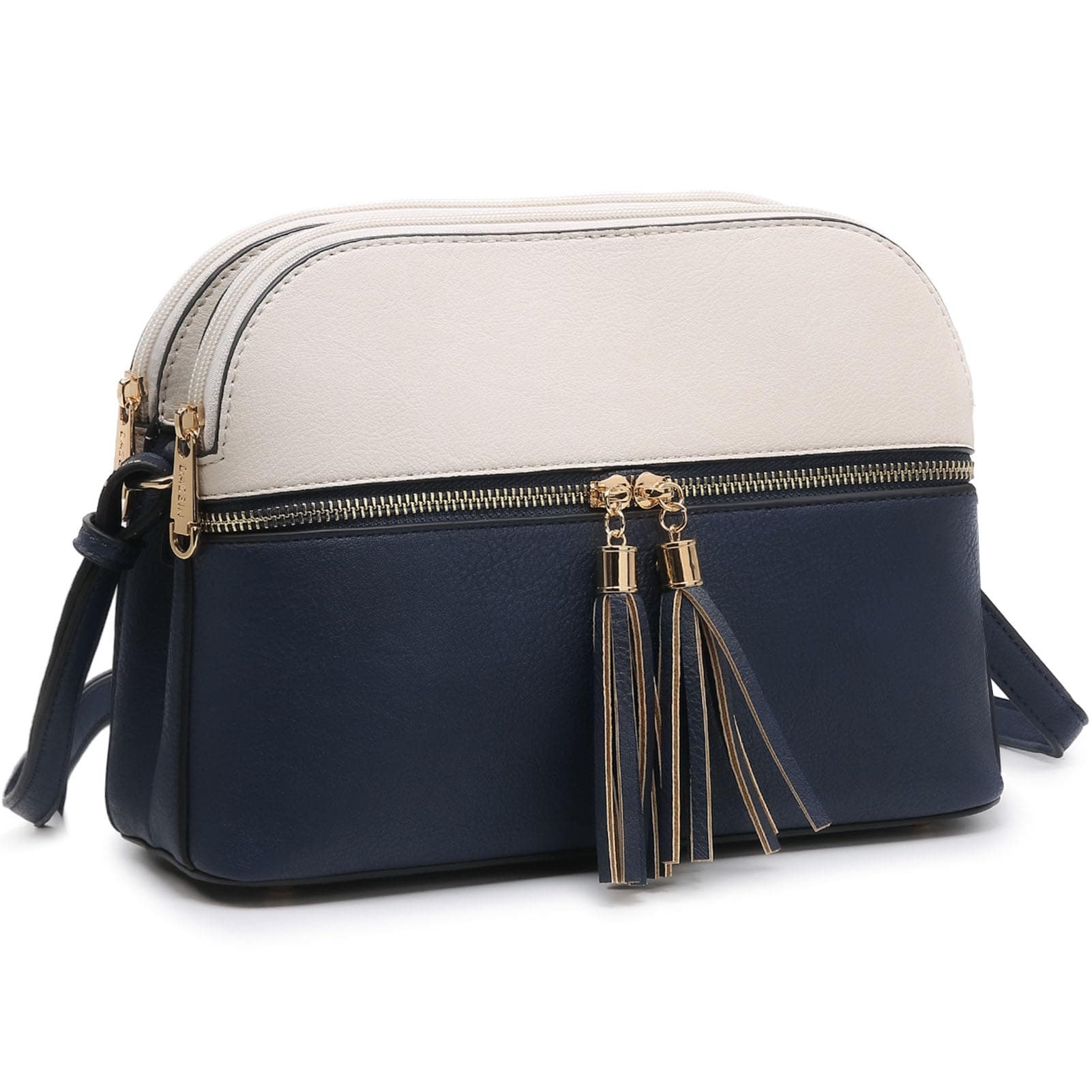 Dasein Women Tassel Zipper Pocket Crossbody Bag Shoulder Purse Fashion Travel Bag with Multi Pockets