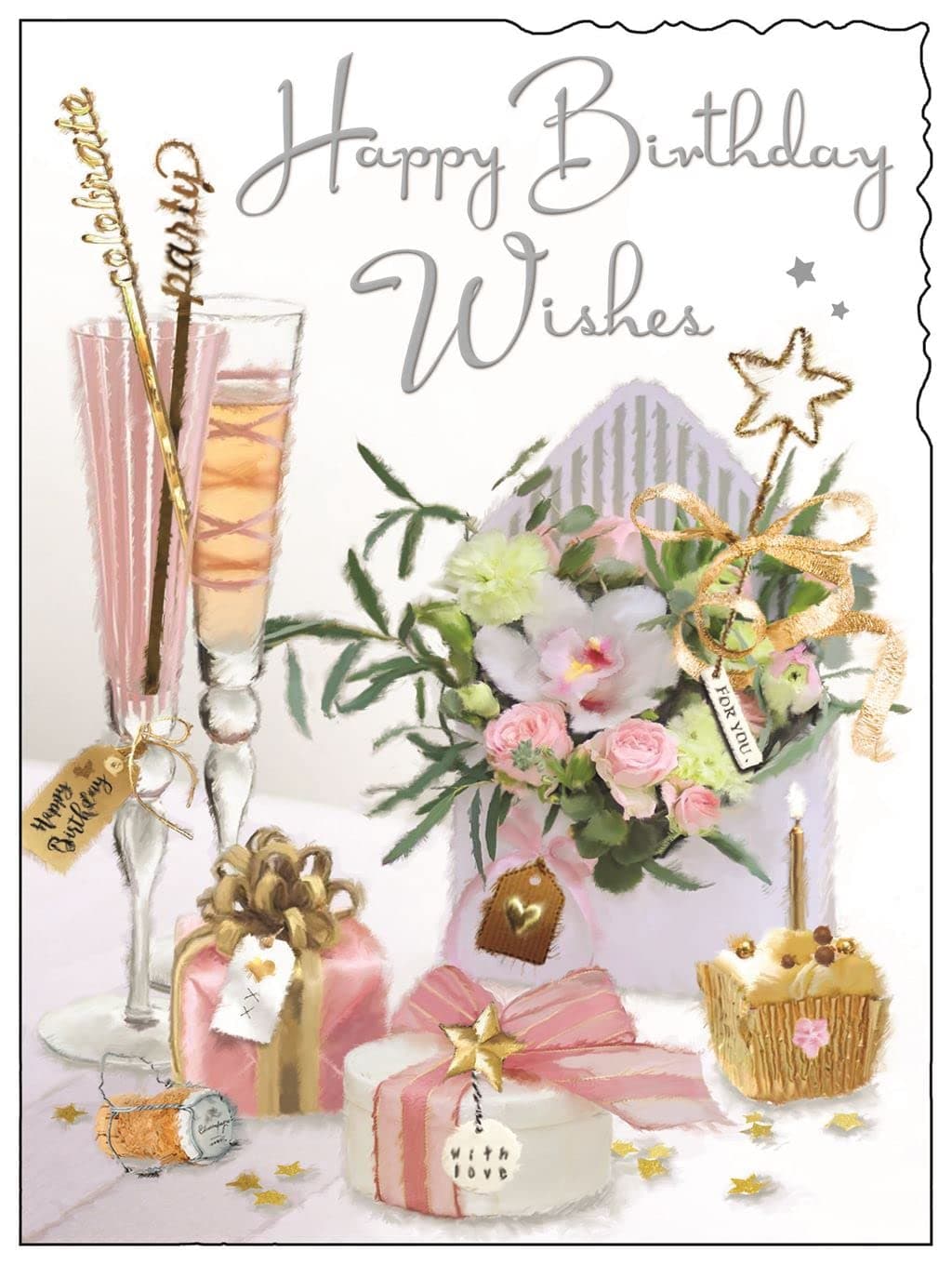 Female Birthday Card for Her - General Card for Women - Special Finishes - Feminine Floral Design - Made in the UK