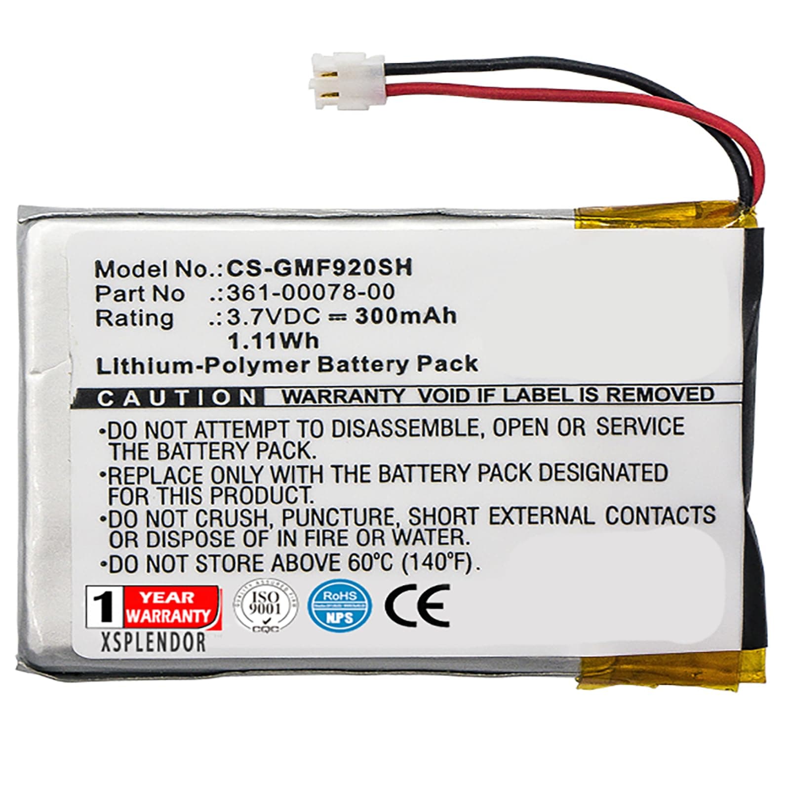 Replacement Battery for Forerunner 920XT Part NO 361-00078-00