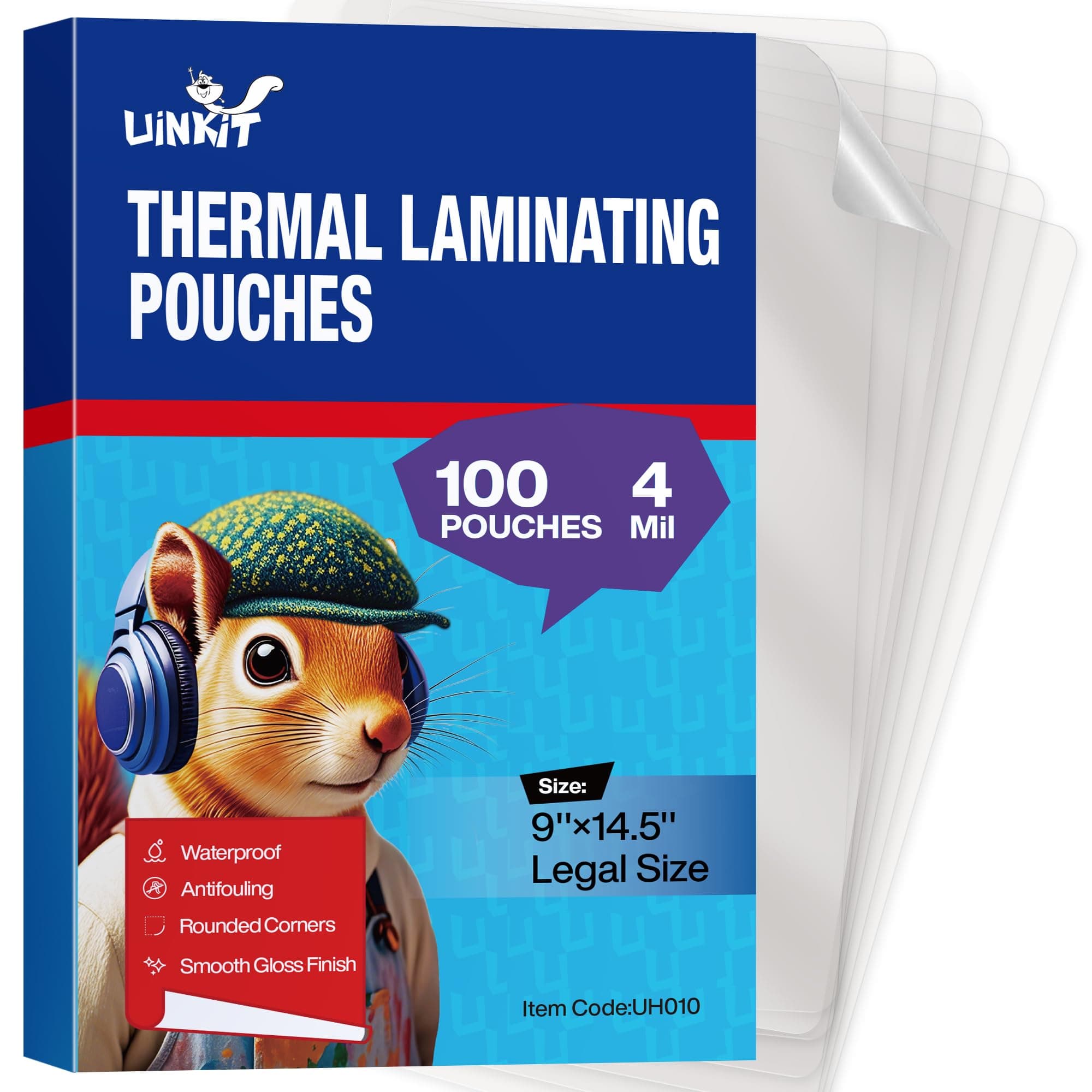 Uinkit 4mil Legal Size Laminating Pouches, 100 Pack 8.5x14 Inches - Premium Heavy Duty Laminating Sheets for Business Documents, Training Manuals, Durable Menus & Office Signage with Thermal Laminator