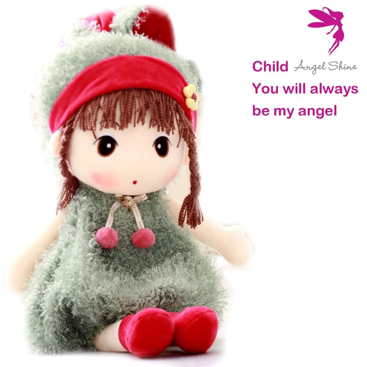 Angel Shine Lovely Huggable 17 inch Stuffed Plush Girl Toy Doll (Green)