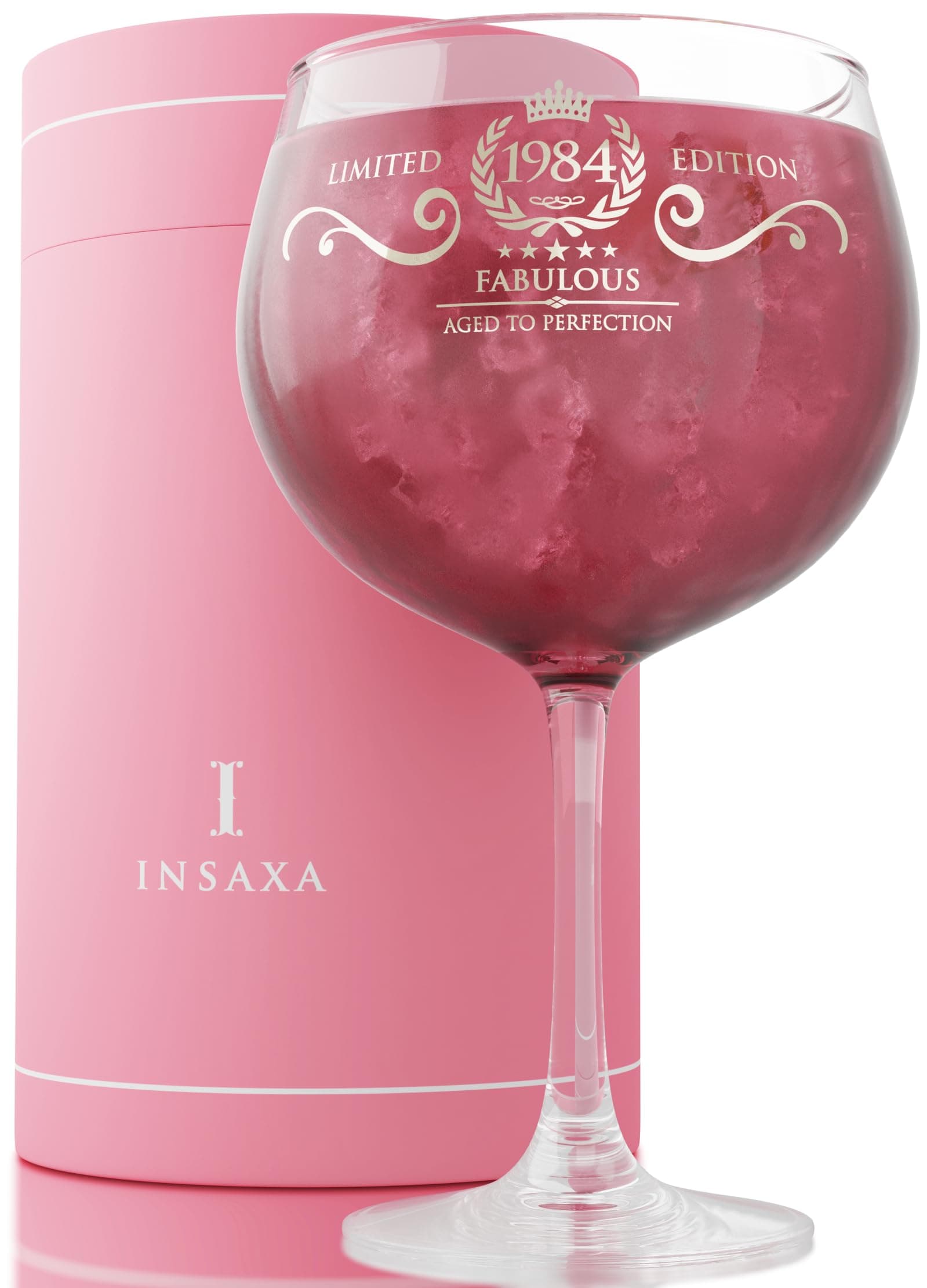Insaxa 40th Birthday Gifts for Women - Fabulous 1984 Large Gin Glass (730ML)