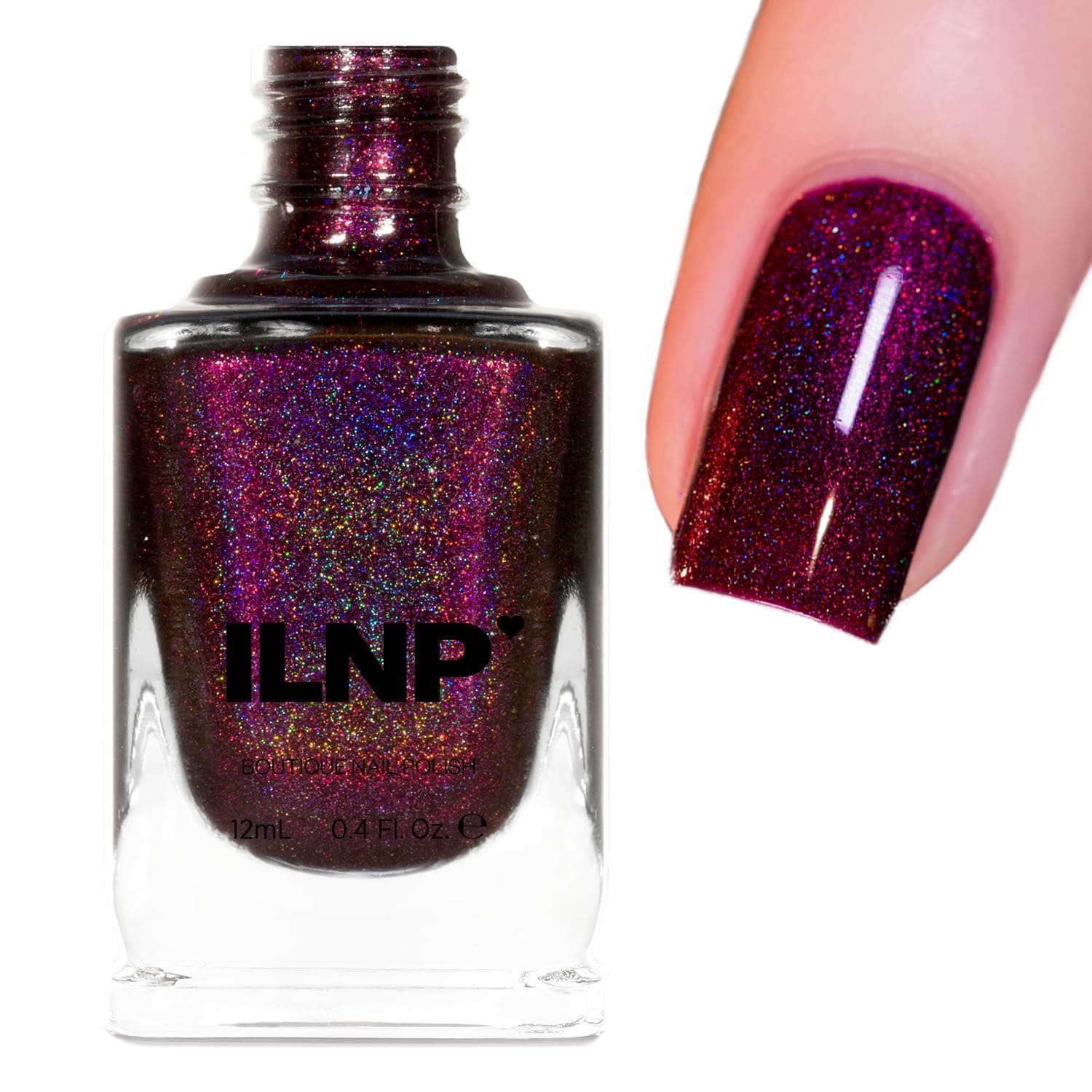 ILNP Black Orchid - Deep Burgundy / Plum Vampy Holographic Nail Polish