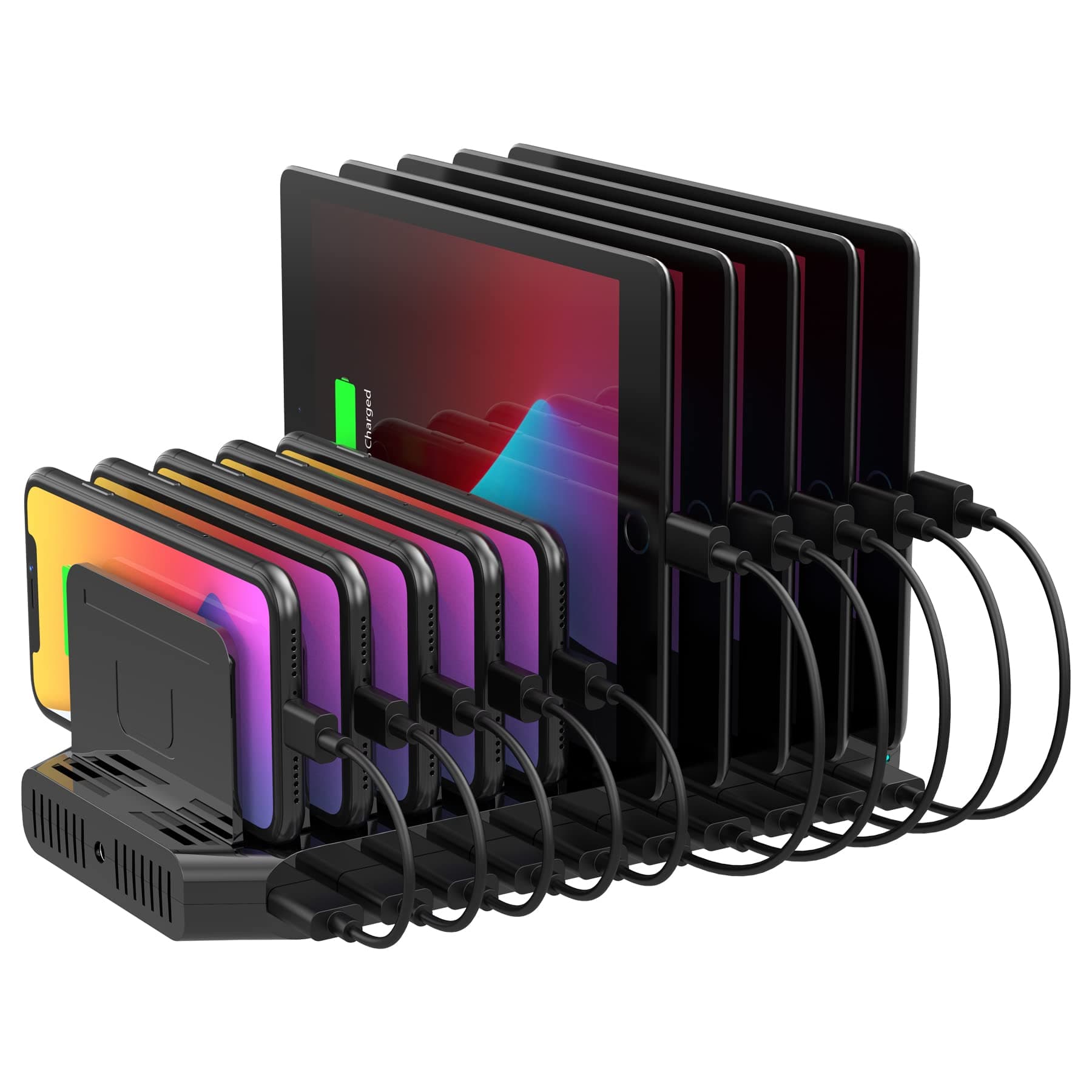 Unitek 2024 Power Supply USB Charging Station, 10 Ports, Tabletop Stand, Max 12 A, 60 W, PSE Certified, 10 Devices Simultaneously Charging, 1.5 A, 2.4 A, Supports Multiple Devices, Android/iPhone/iPad